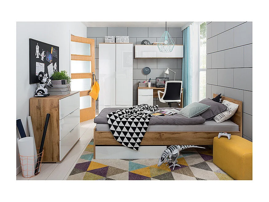 Bureau 1 porte 1 tiroir Selma Blanc et Bois