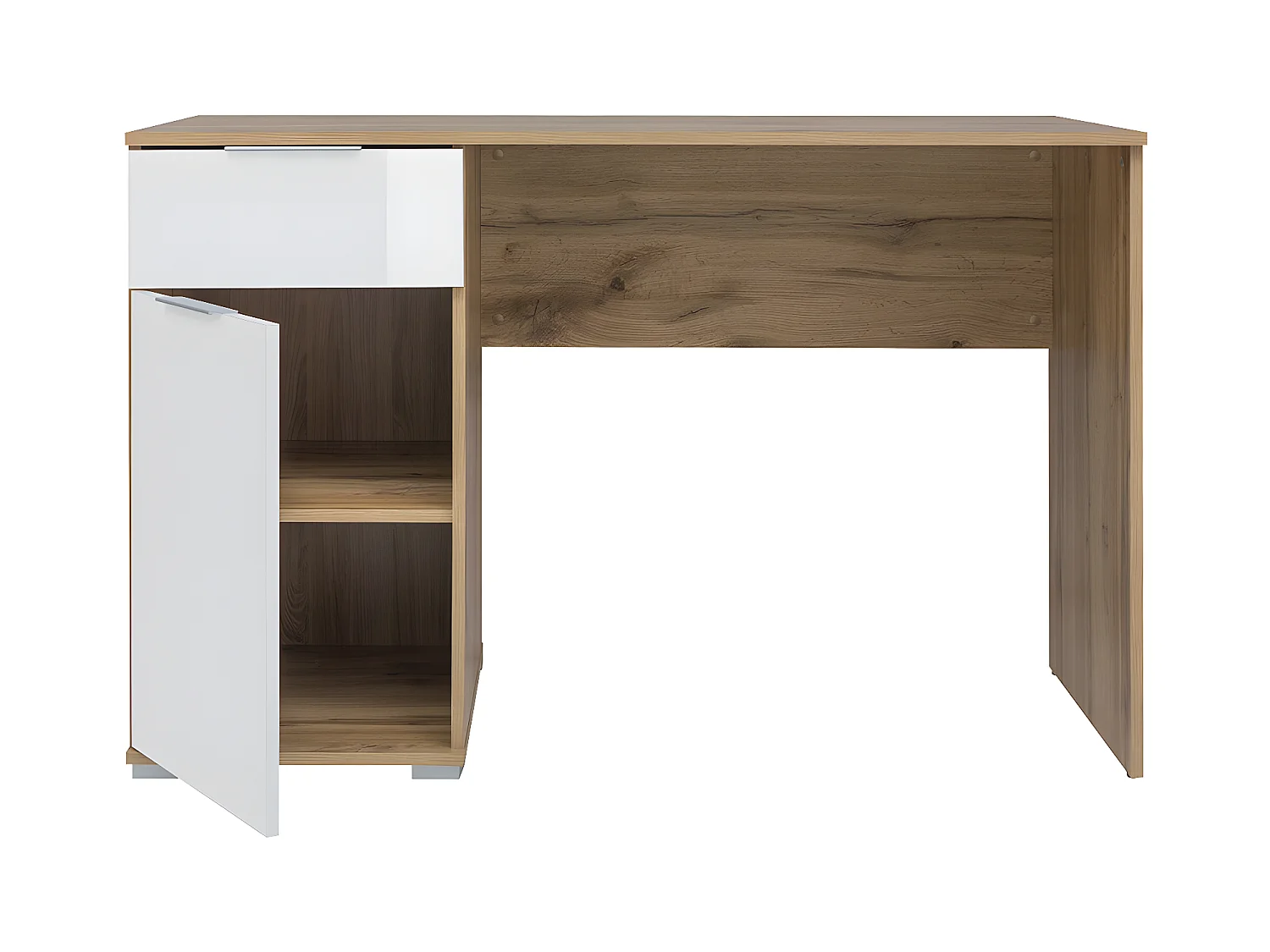 Bureau 1 porte 1 tiroir Selma Blanc et Bois