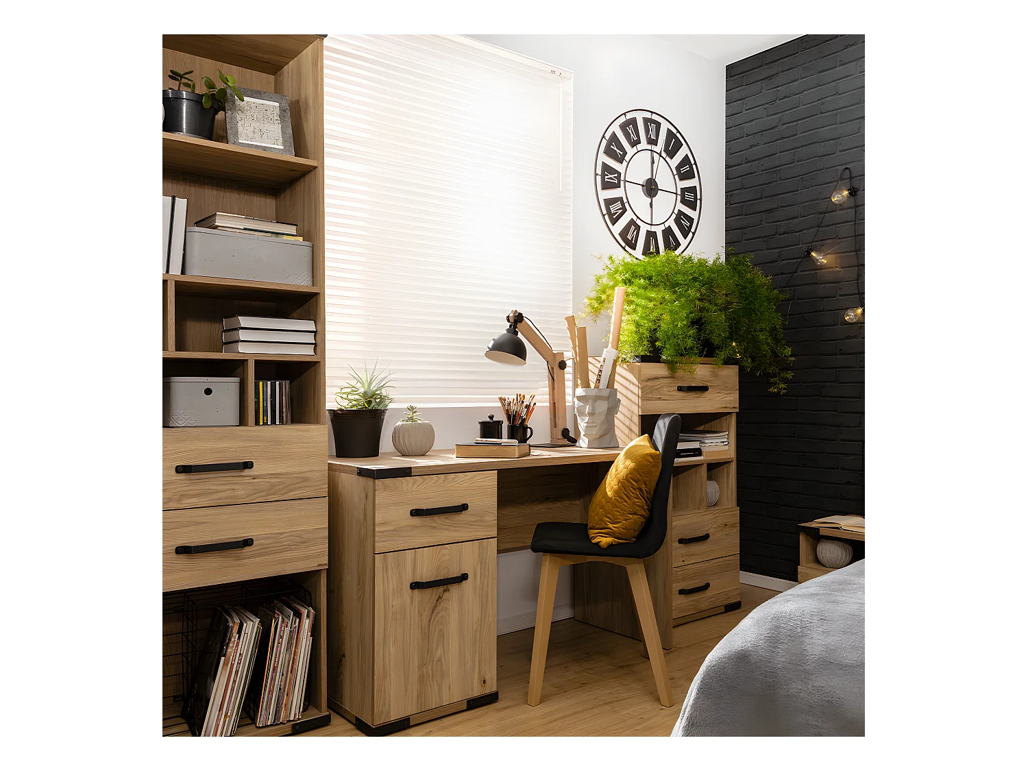 Bureau 1 tiroir 1 porte Dako Bois et Noir