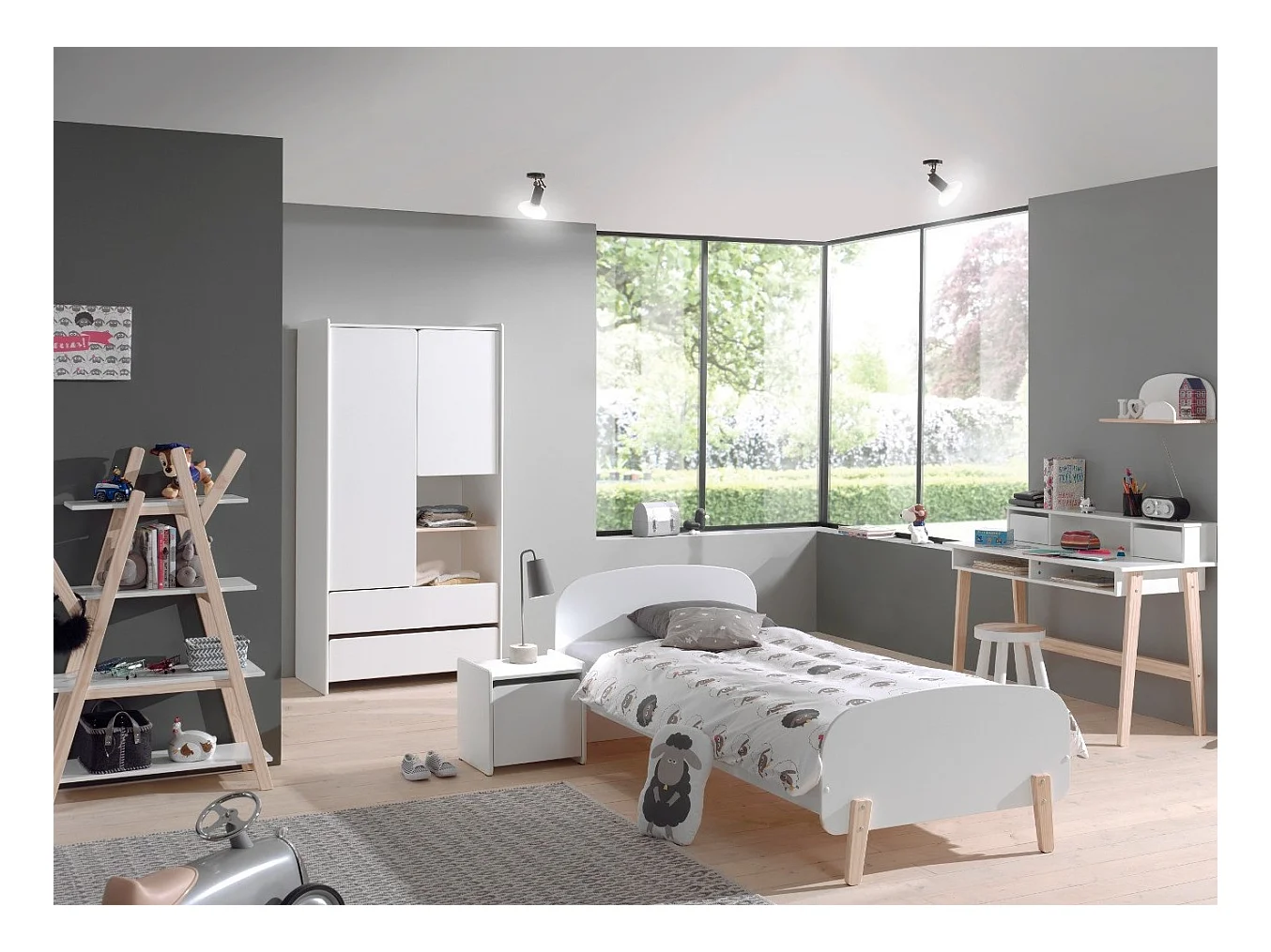 Bureau Design "Kiddy" 120cm Naturel & Blanc