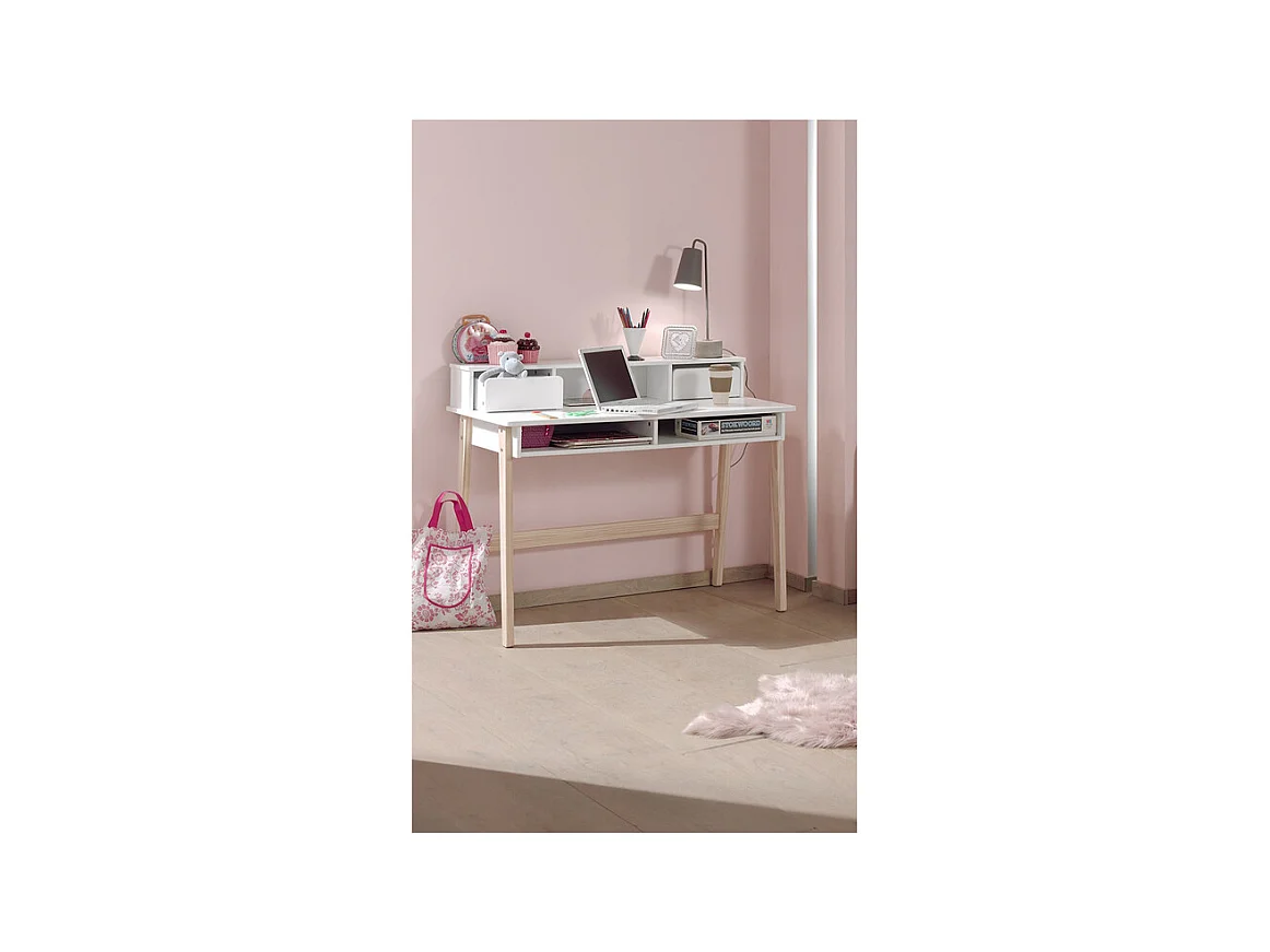 Bureau Design "Kiddy" 120cm Naturel & Blanc