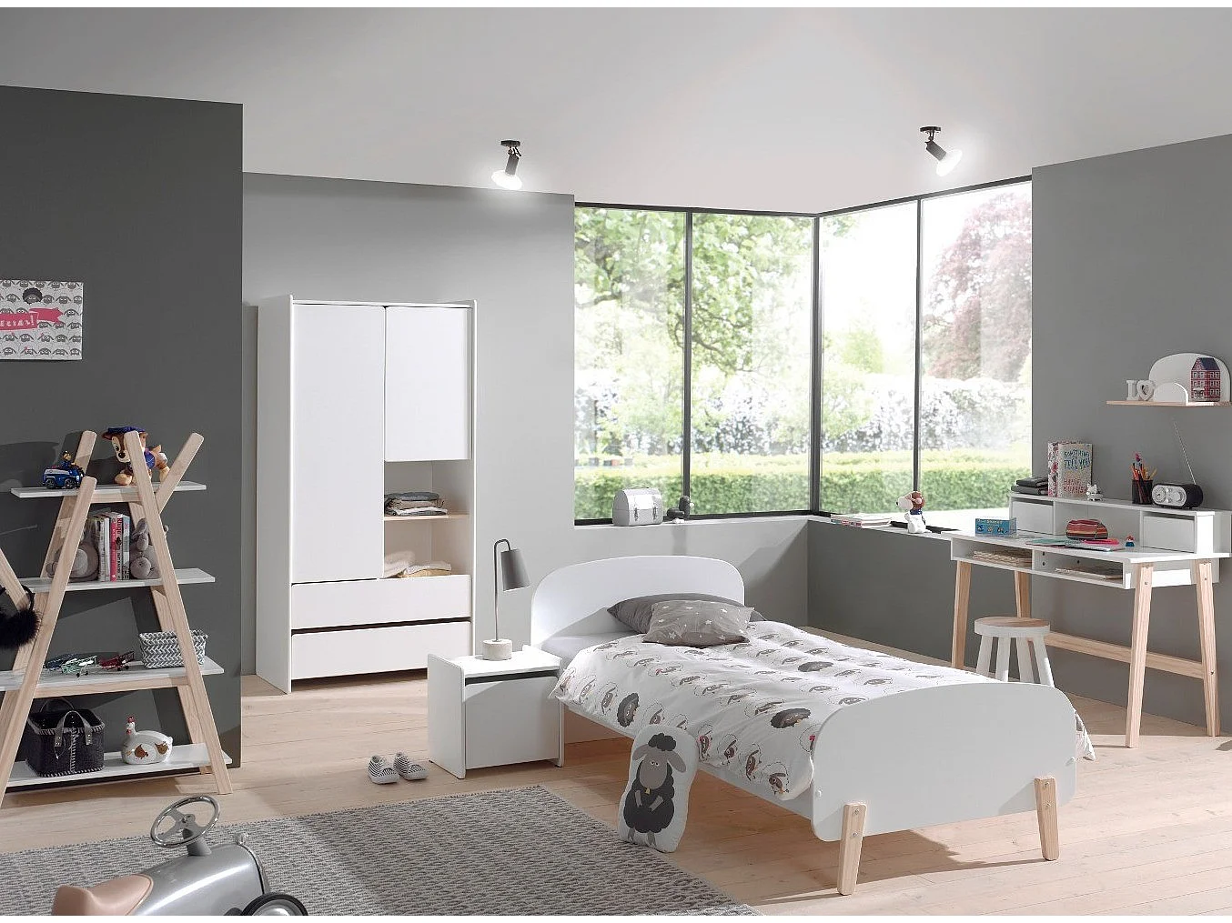 Bureau Design "Kiddy" 120cm Naturel & Blanc