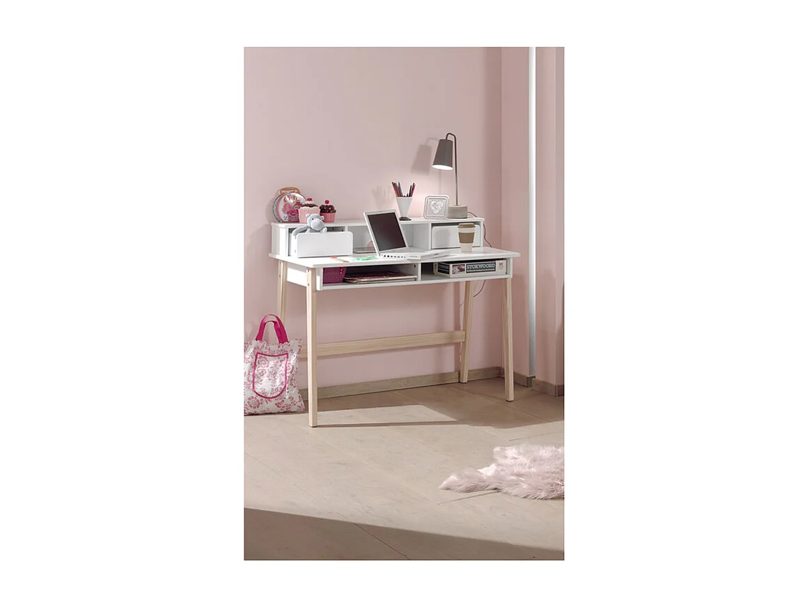 Bureau Design "Kiddy" 120cm Naturel & Blanc
