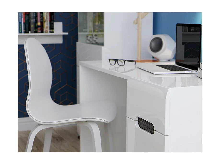 Darrel 1-deurs bureau Wit gelakt en hout