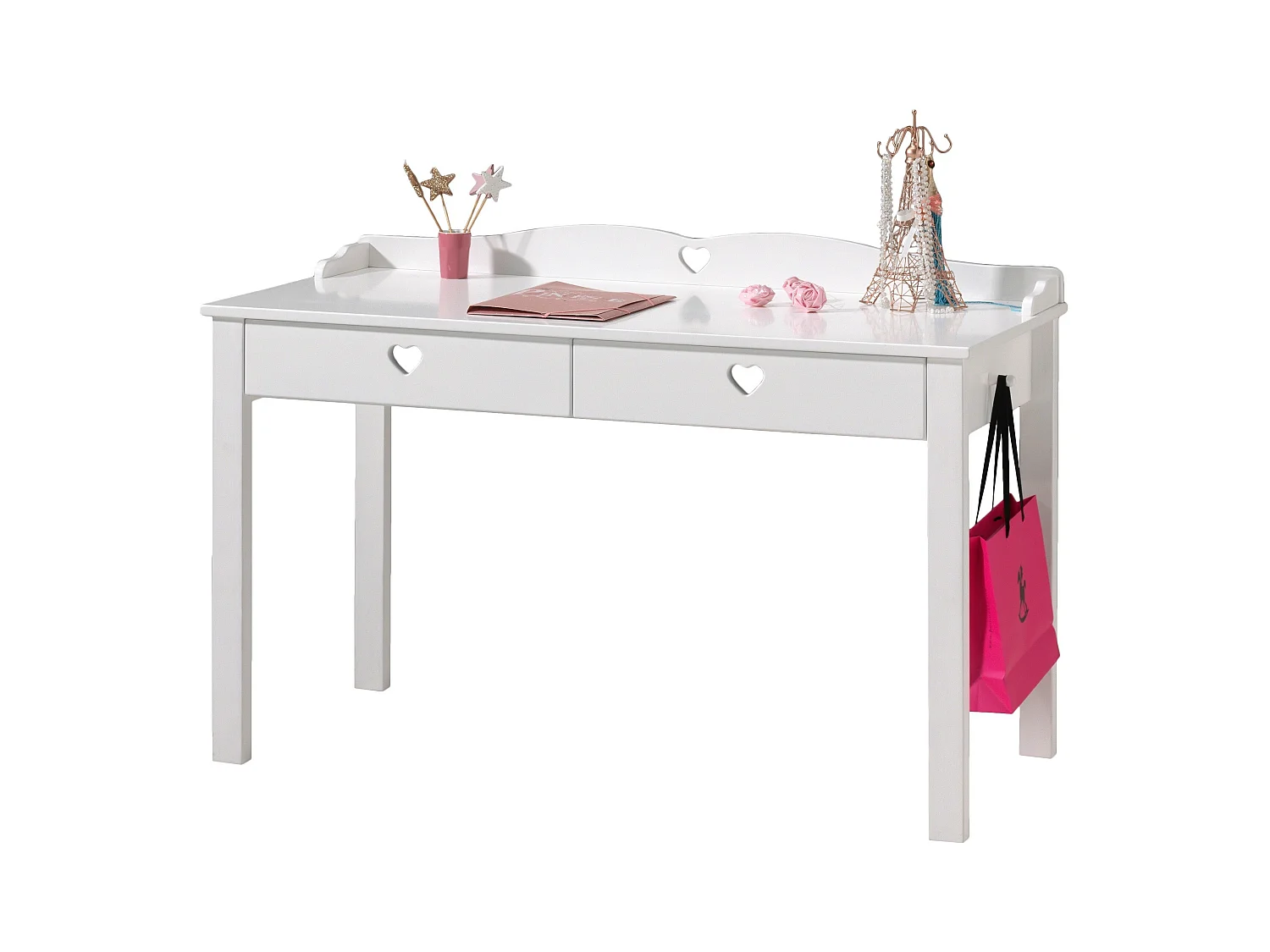 Escritorio infantil 2 cajones madera lacada blanco Corazón