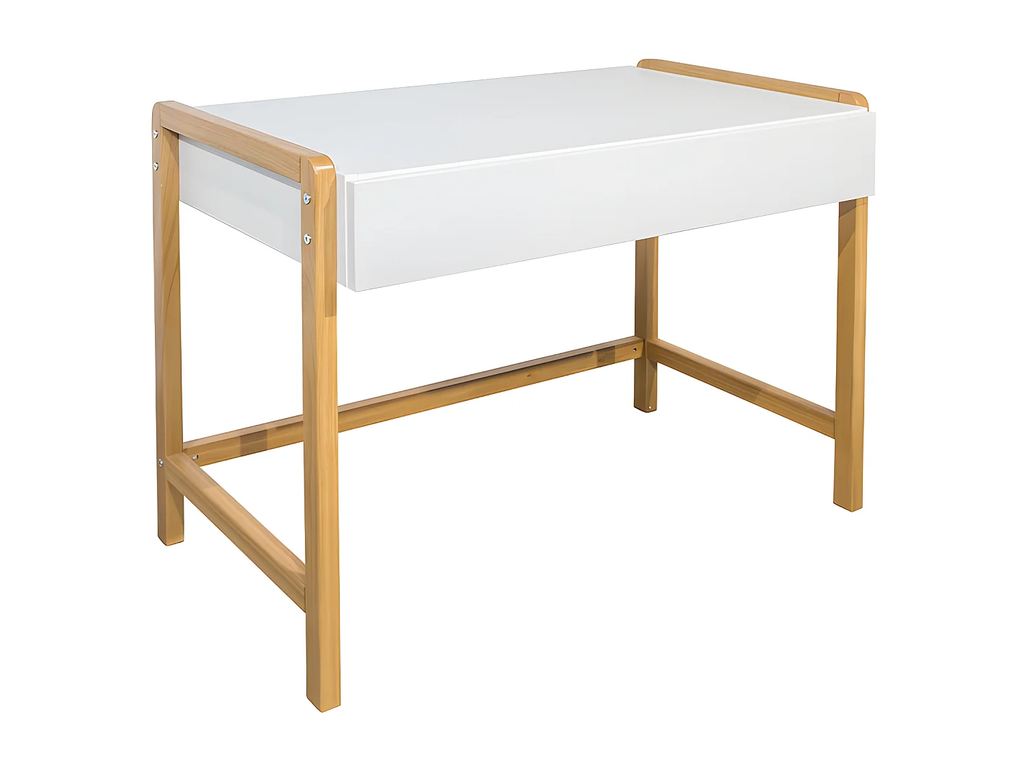 Bureau 1 tiroir Victor - Blanc et Chêne