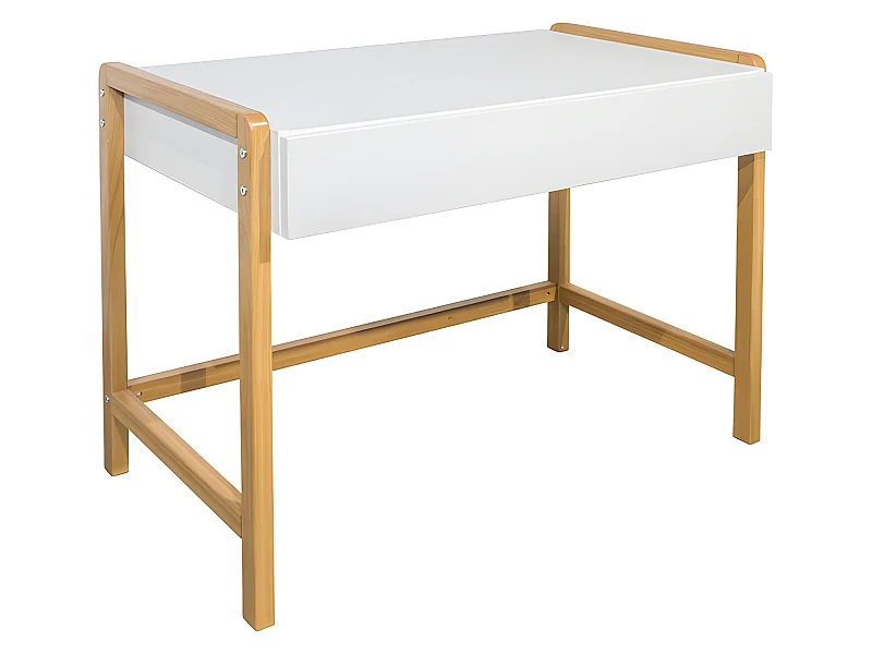 Bureau 1 tiroir Victor - Blanc et Chêne