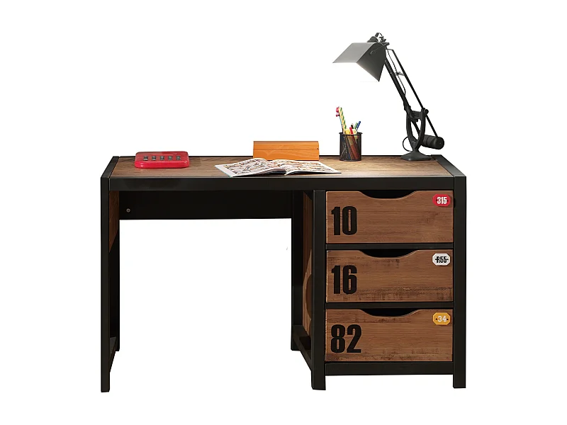 Bureau Enfant "Alex" 130cm Marron & Noir
