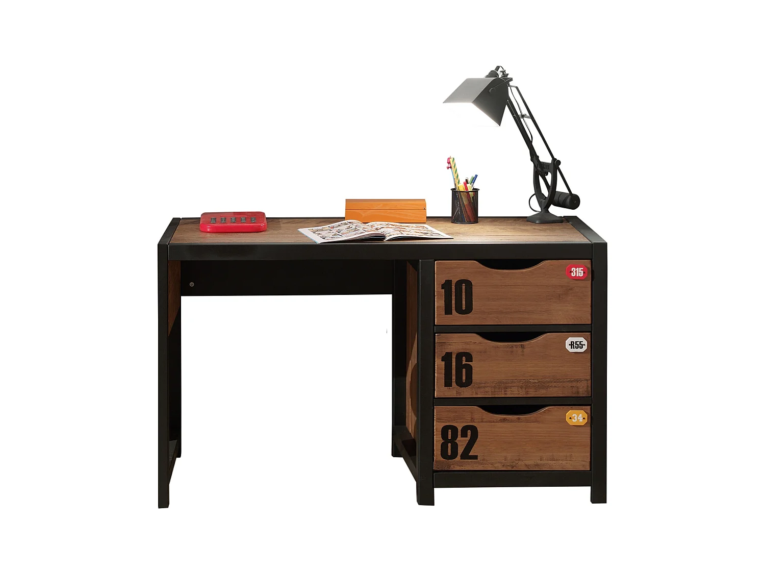 Bureau Enfant "Alex" 130cm Marron & Noir