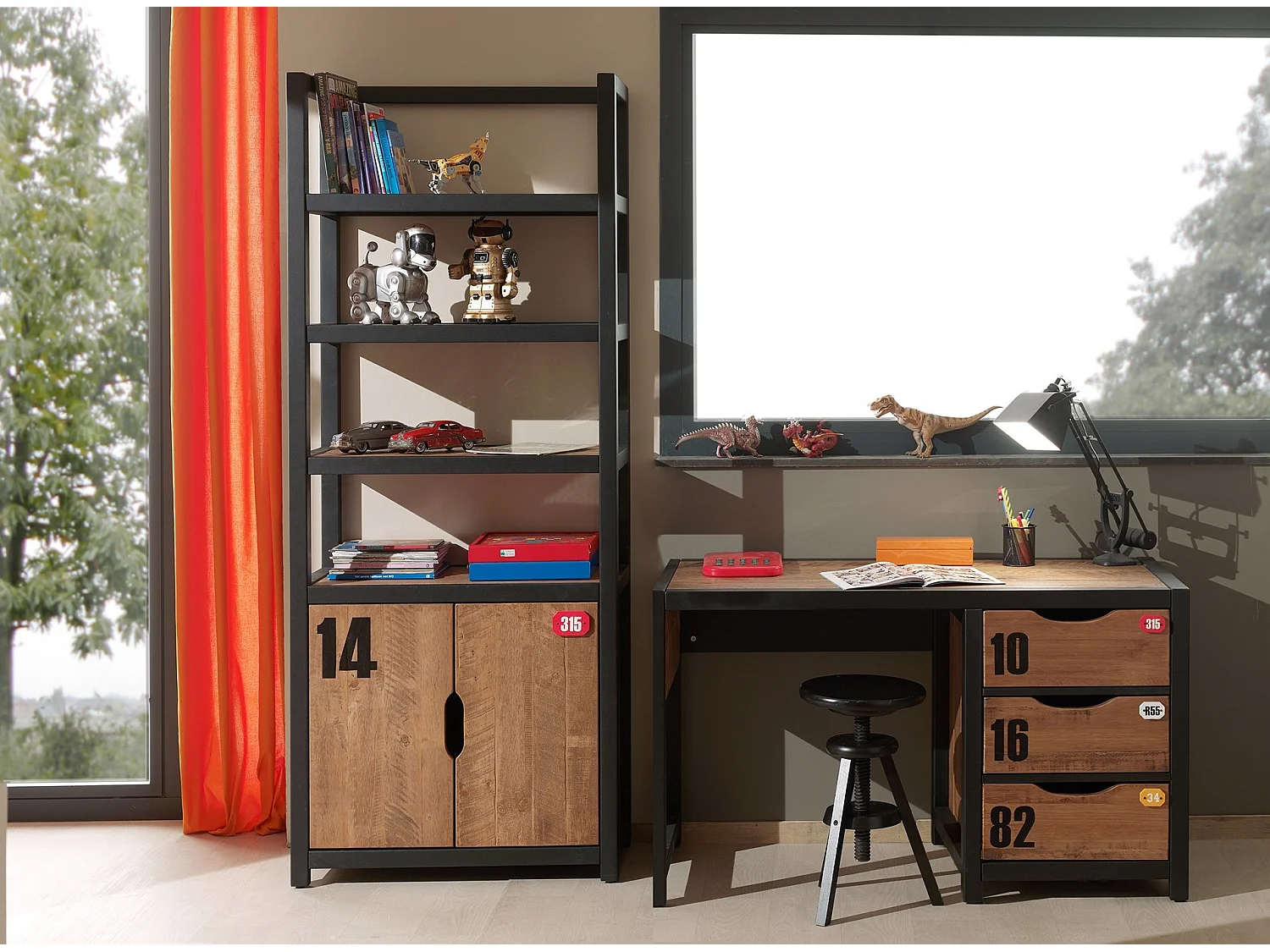 Bureau Enfant "Alex" 130cm Marron & Noir