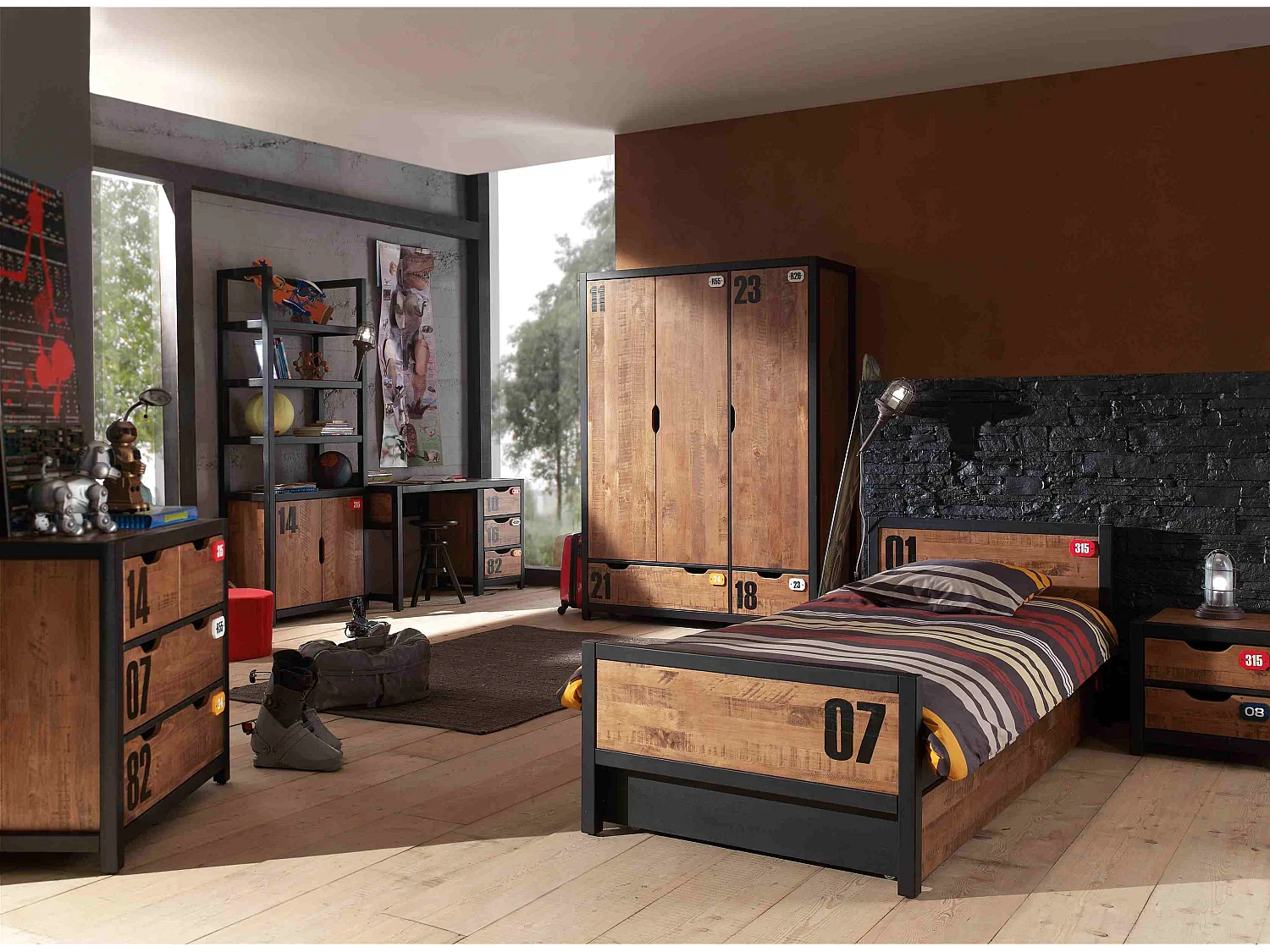 Bureau Enfant "Alex" 130cm Marron & Noir