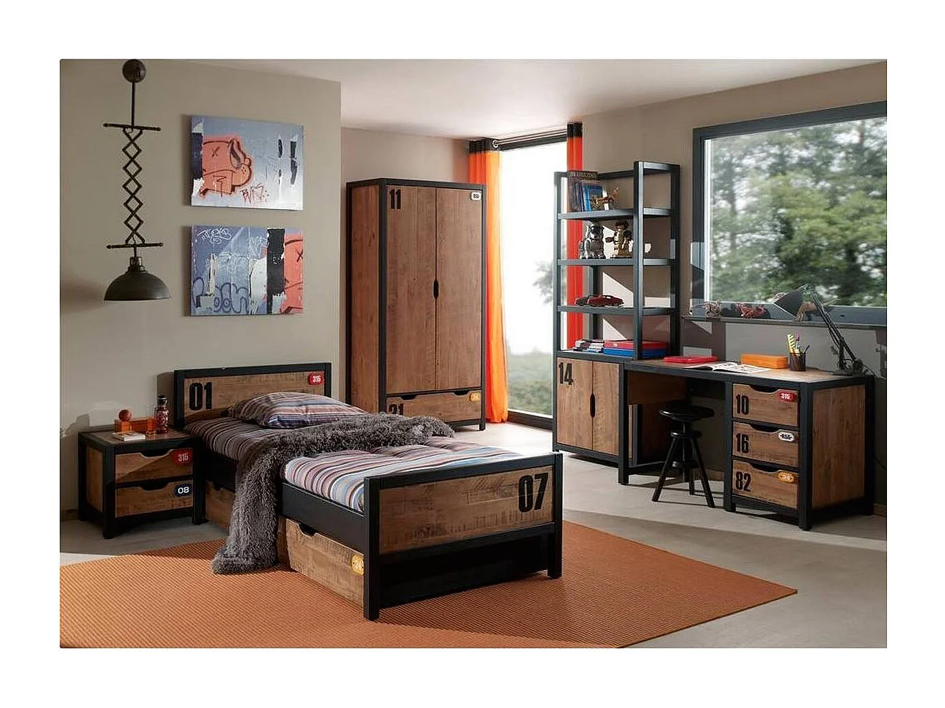 Bureau Enfant "Alex" 130cm Marron & Noir