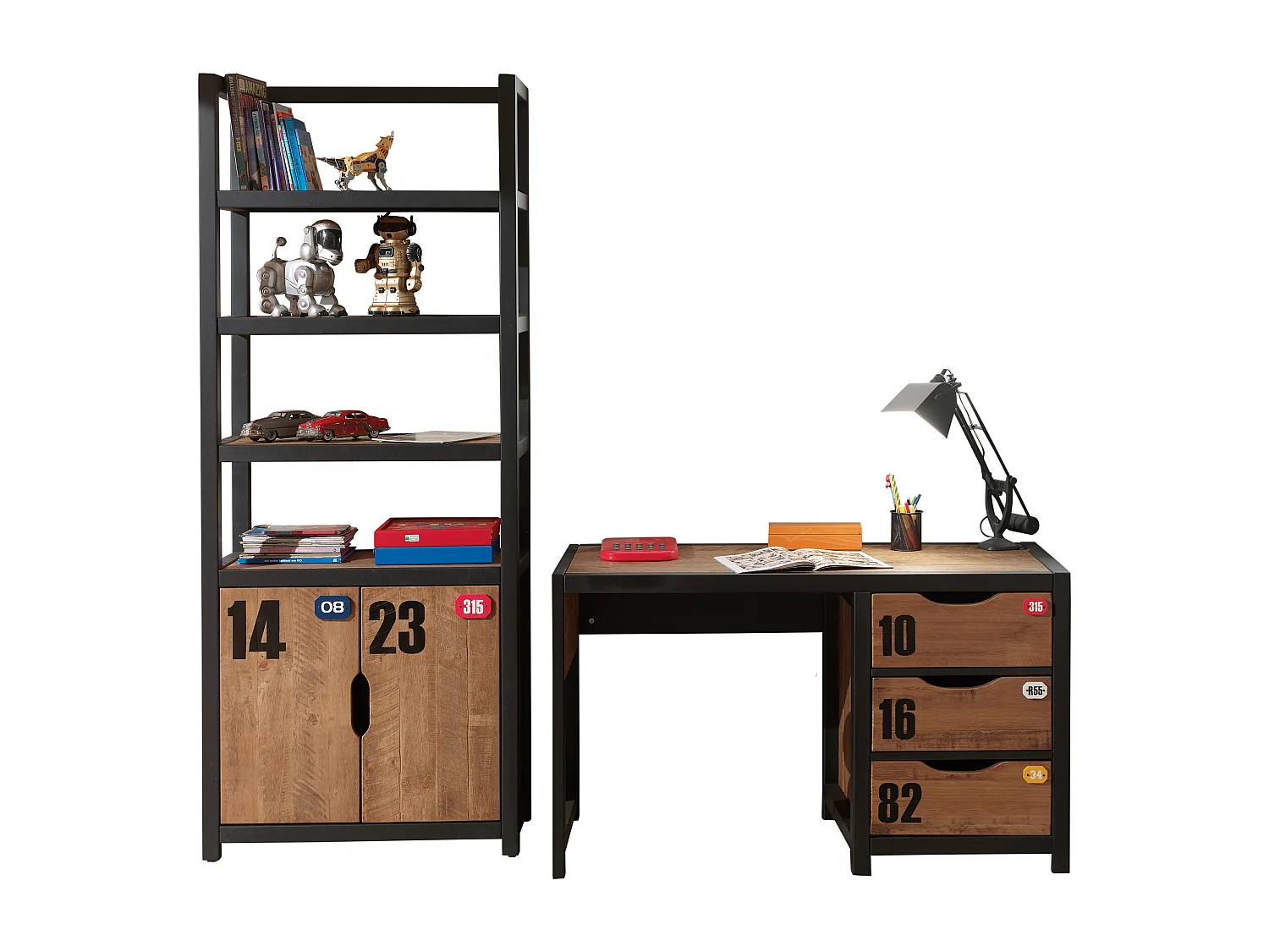 Bureau Enfant "Alex" 130cm Marron & Noir