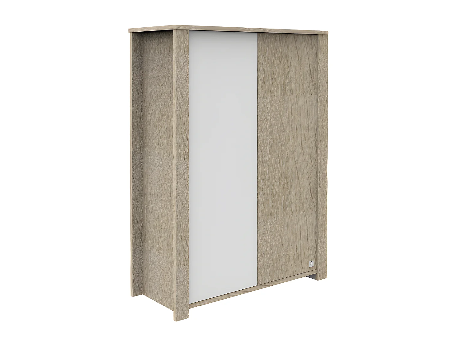 Armoire 2 portes Antonin Bois et blanc