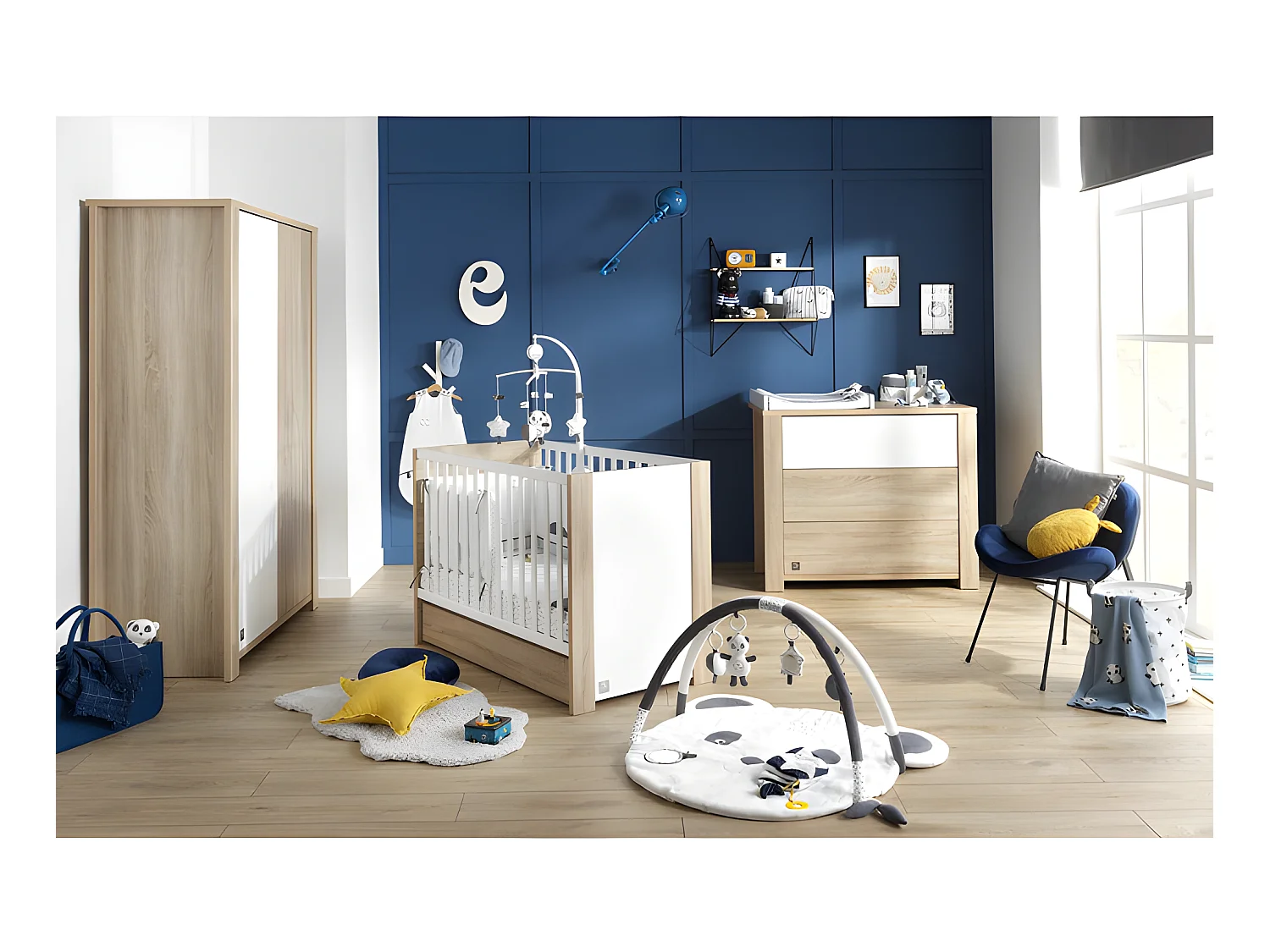 Armoire 2 portes Antonin Bois et blanc