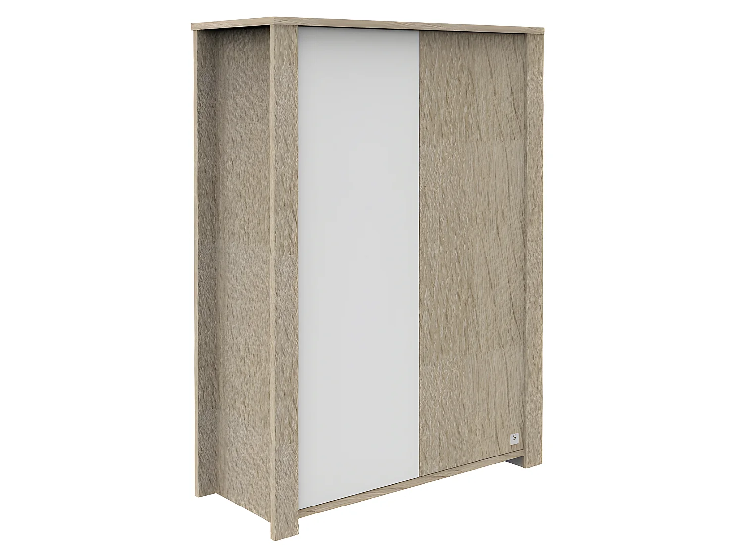 Armoire 2 portes Antonin Bois et blanc