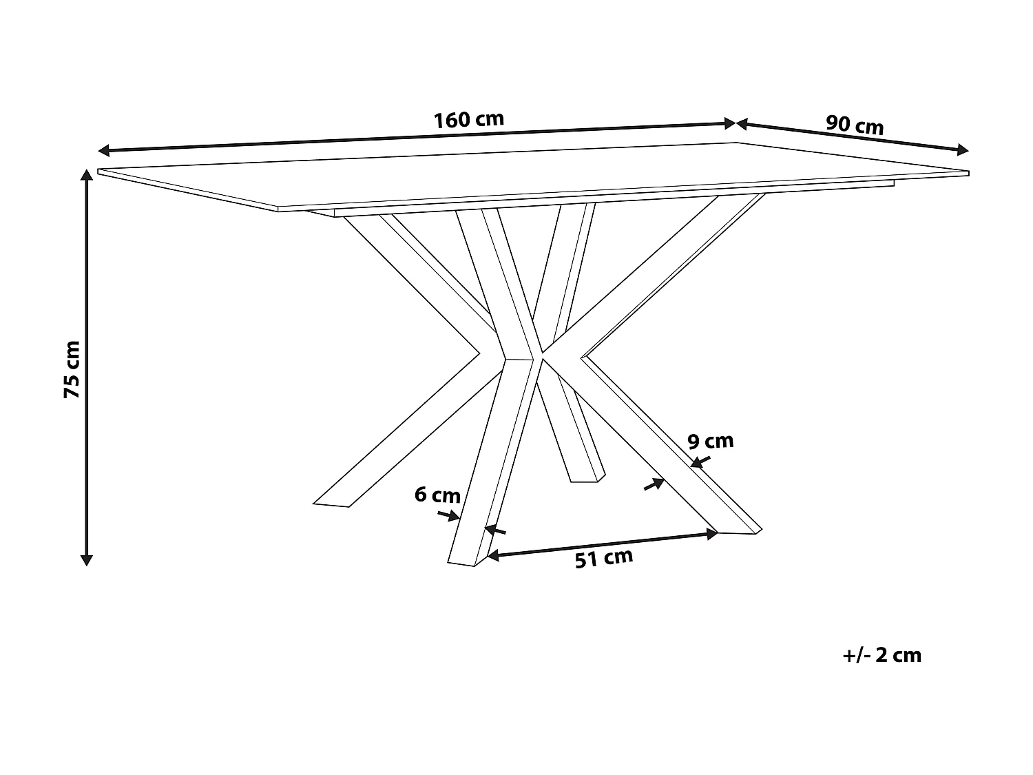 Eettafel SABROSA Zilver 160 cm 90 cm
