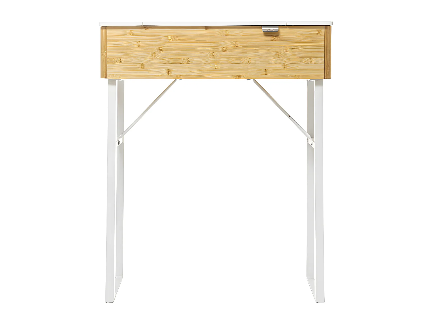 Meuble de coiffeuse en bois coloris blanc et naturel - longueur 72 x Profondeur 33 x Hauteur 88 cm