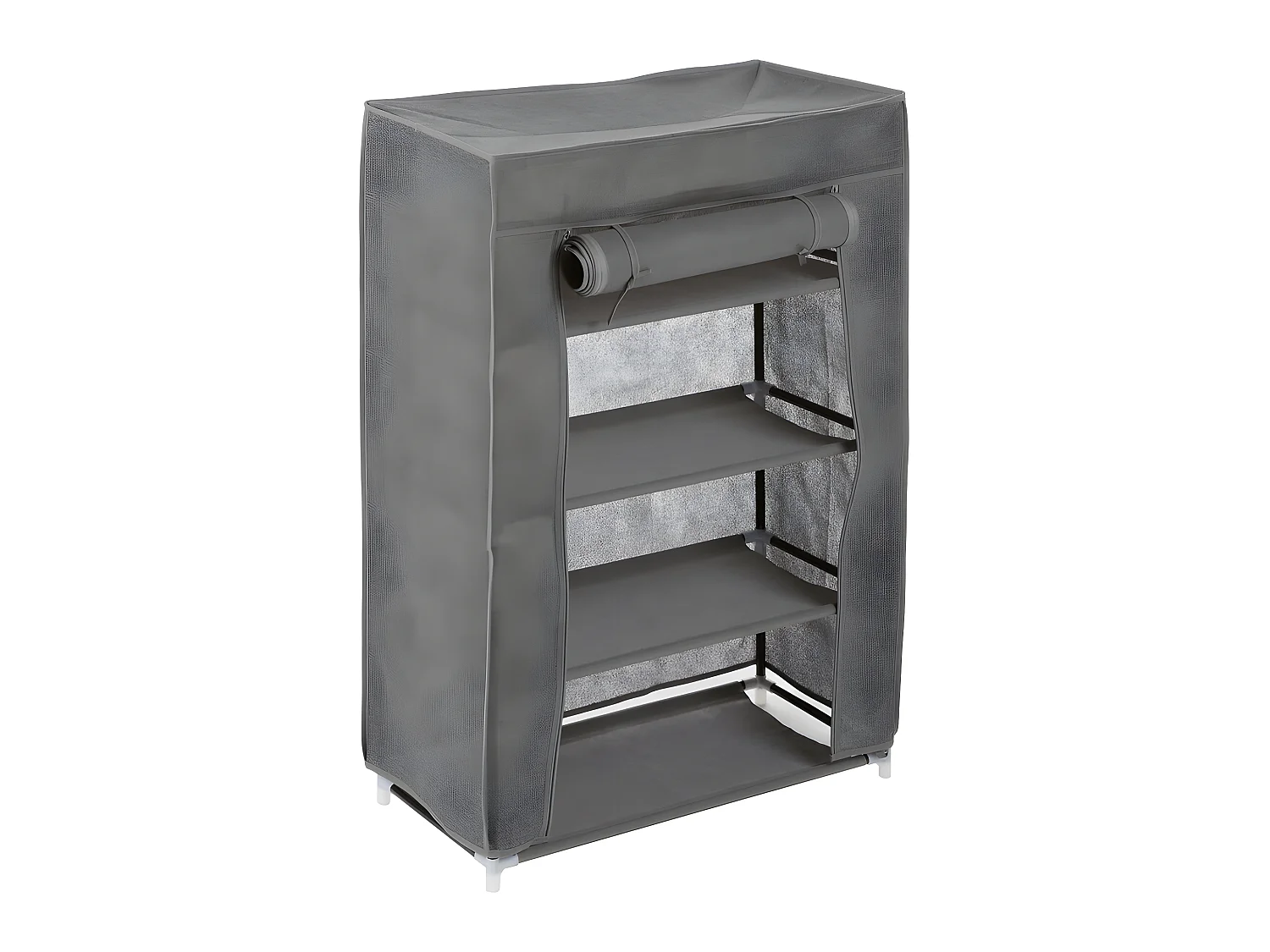 Meuble à chaussures, armoire à chaussures en tissu coloris gris anthracite - Longueur 59 x Profondeur 29 x Hauteur 89 cm