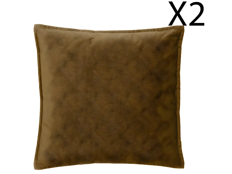 Lot de 2 coussins déhoussables en polyester coloris Mordoré - longueur 45 x Profondeur 5 x Hauteur 45 cm