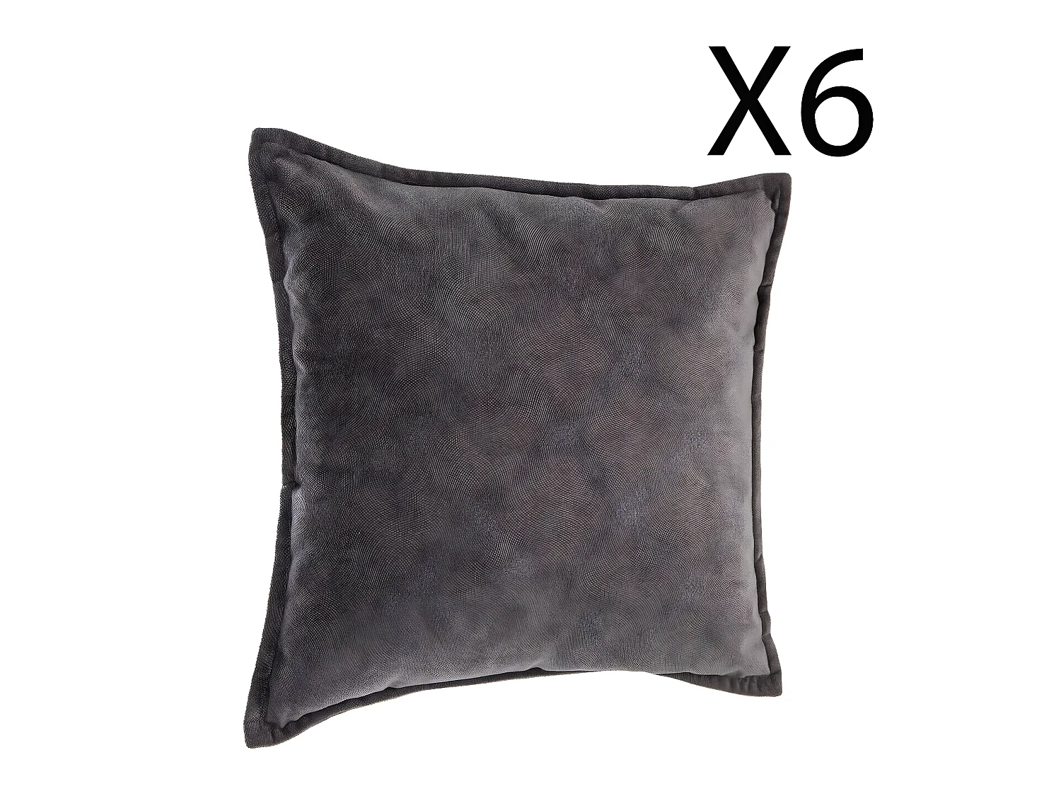 Lot de 6 coussins déhoussables en polyester coloris Gris foncé - longueur 45 x Profondeur 5 x Hauteur 45 cm