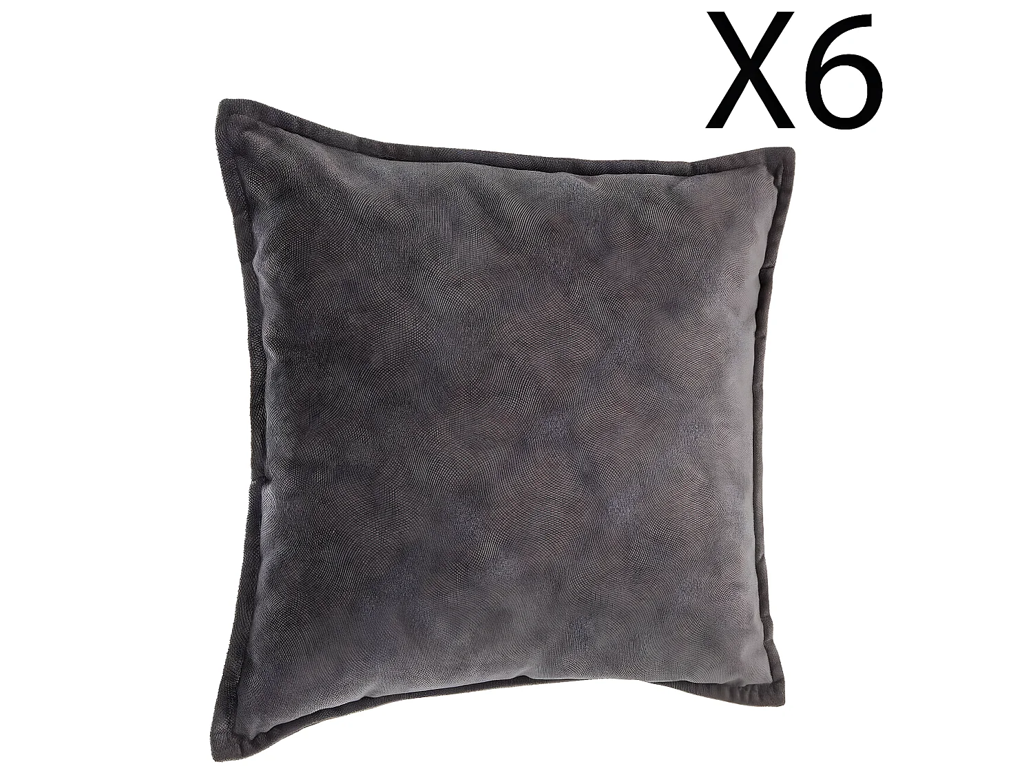 Lot de 6 coussins déhoussables en polyester coloris Gris foncé - longueur 45 x Profondeur 5 x Hauteur 45 cm