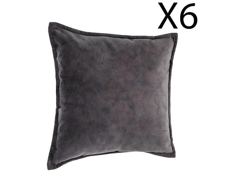 Lot de 6 coussins déhoussables en polyester coloris Gris foncé - longueur 45 x Profondeur 5 x Hauteur 45 cm