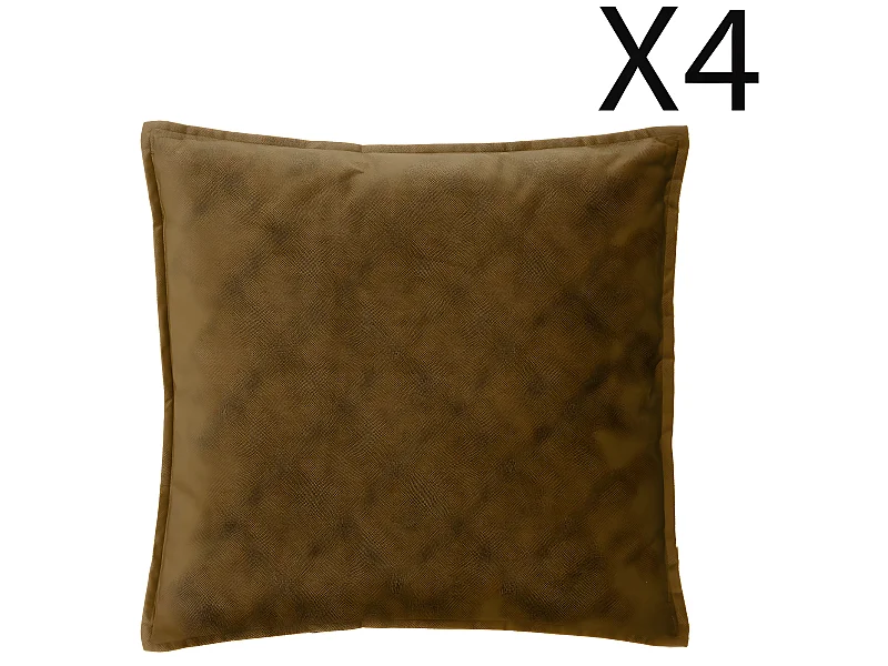 Lot de 4 coussins déhoussables en polyester coloris Mordoré - longueur 45 x Profondeur 5 x Hauteur 45 cm