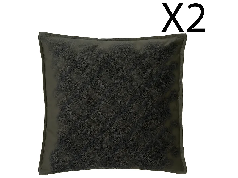 Lot de 2 coussins déhoussables en polyester coloris vert kaki - longueur 45 x Profondeur 5 x Hauteur 45 cm