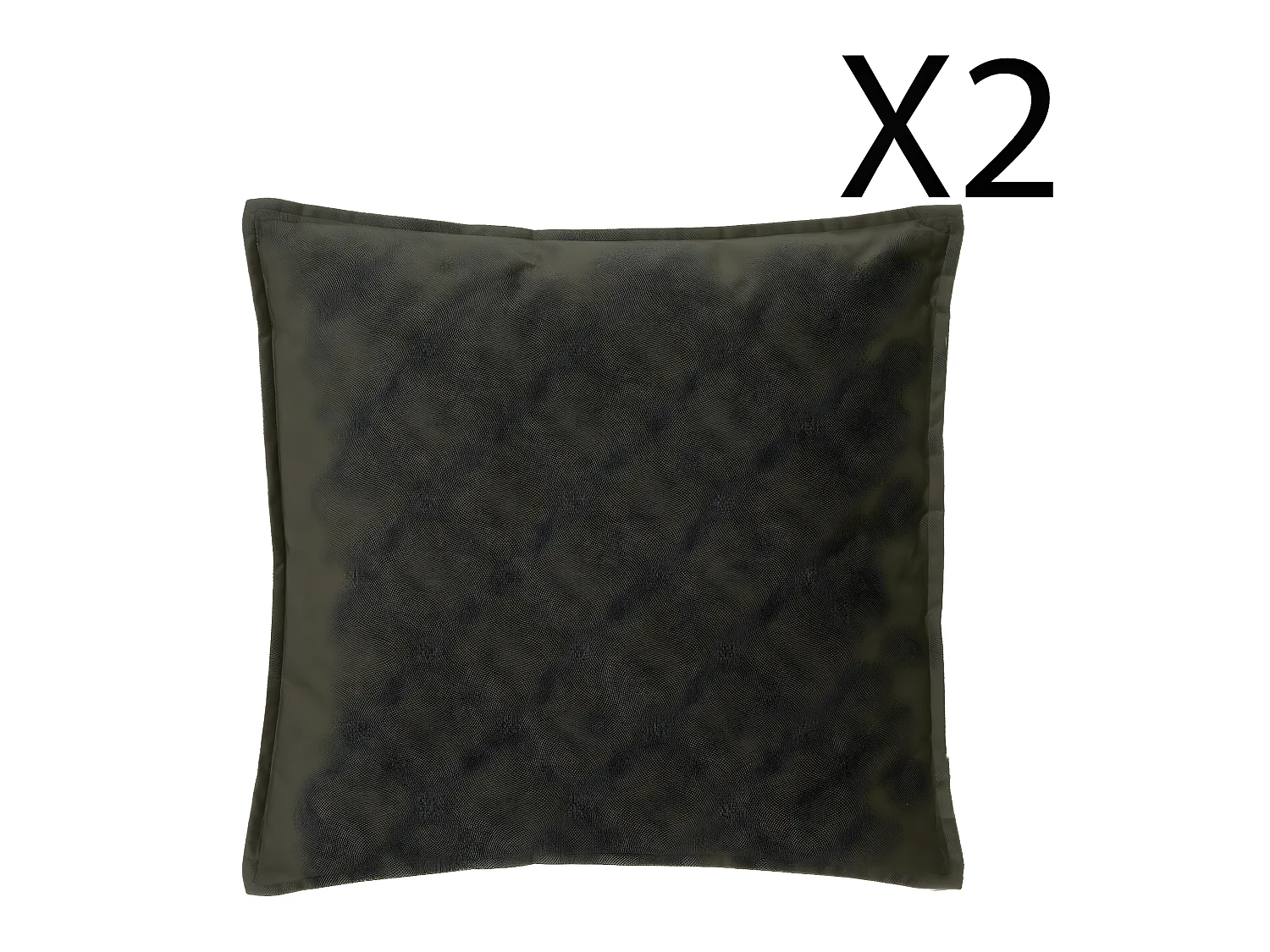 Lot de 2 coussins déhoussables en polyester coloris vert kaki - longueur 45 x Profondeur 5 x Hauteur 45 cm