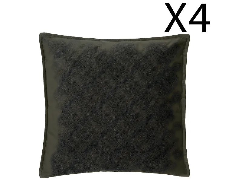 Lot de 4 coussins déhoussables en polyester coloris vert kaki - longueur 45 x Profondeur 5 x Hauteur 45 cm