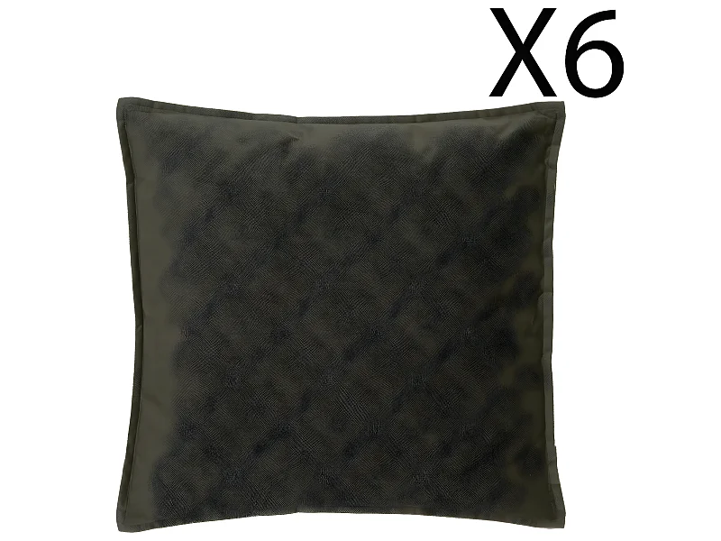 Lot de 6 coussins déhoussables en polyester coloris vert kaki - longueur 45 x Profondeur 5 x Hauteur 45 cm