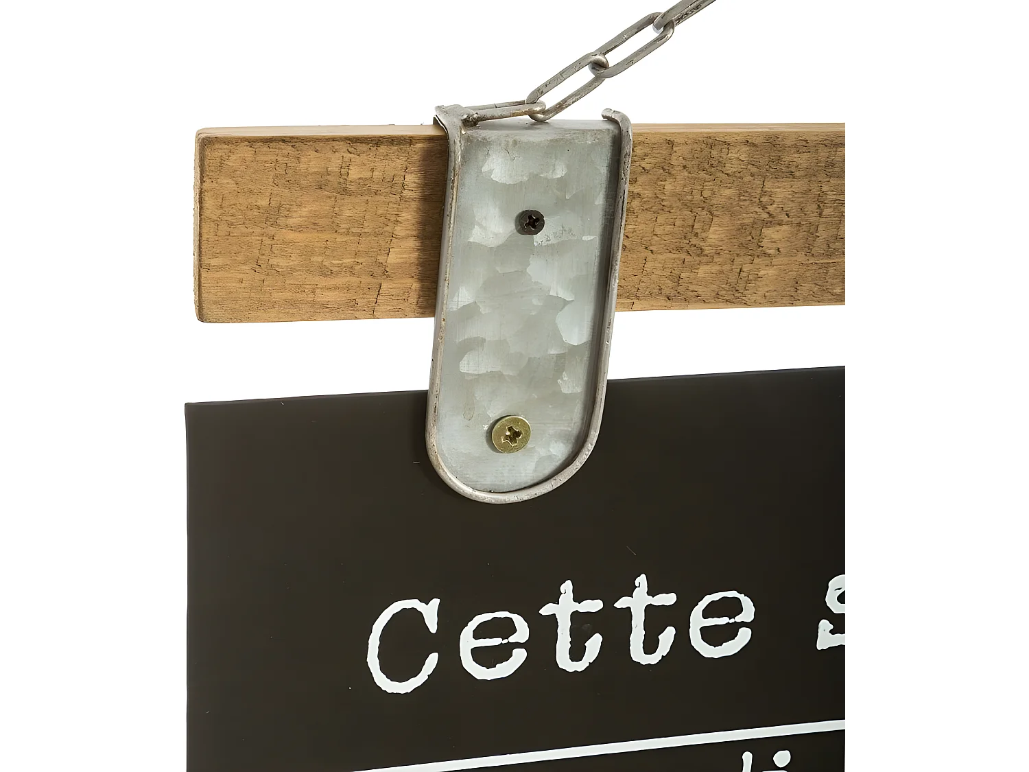 Semainier ardoise en pin et fer coloris noir - Longueur 68 x Profondeur 2 x Hauteur 49,50 cm