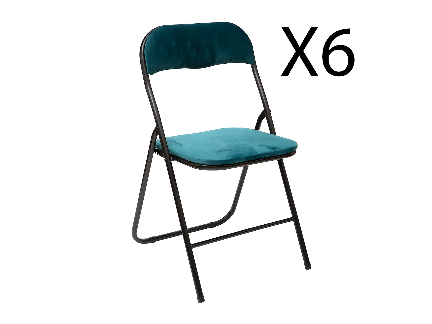 Lot de 6 chaises pliantes en métal coloris bleu canard - Longueur 44 x Profondeur 48 x Hauteur 79 cm