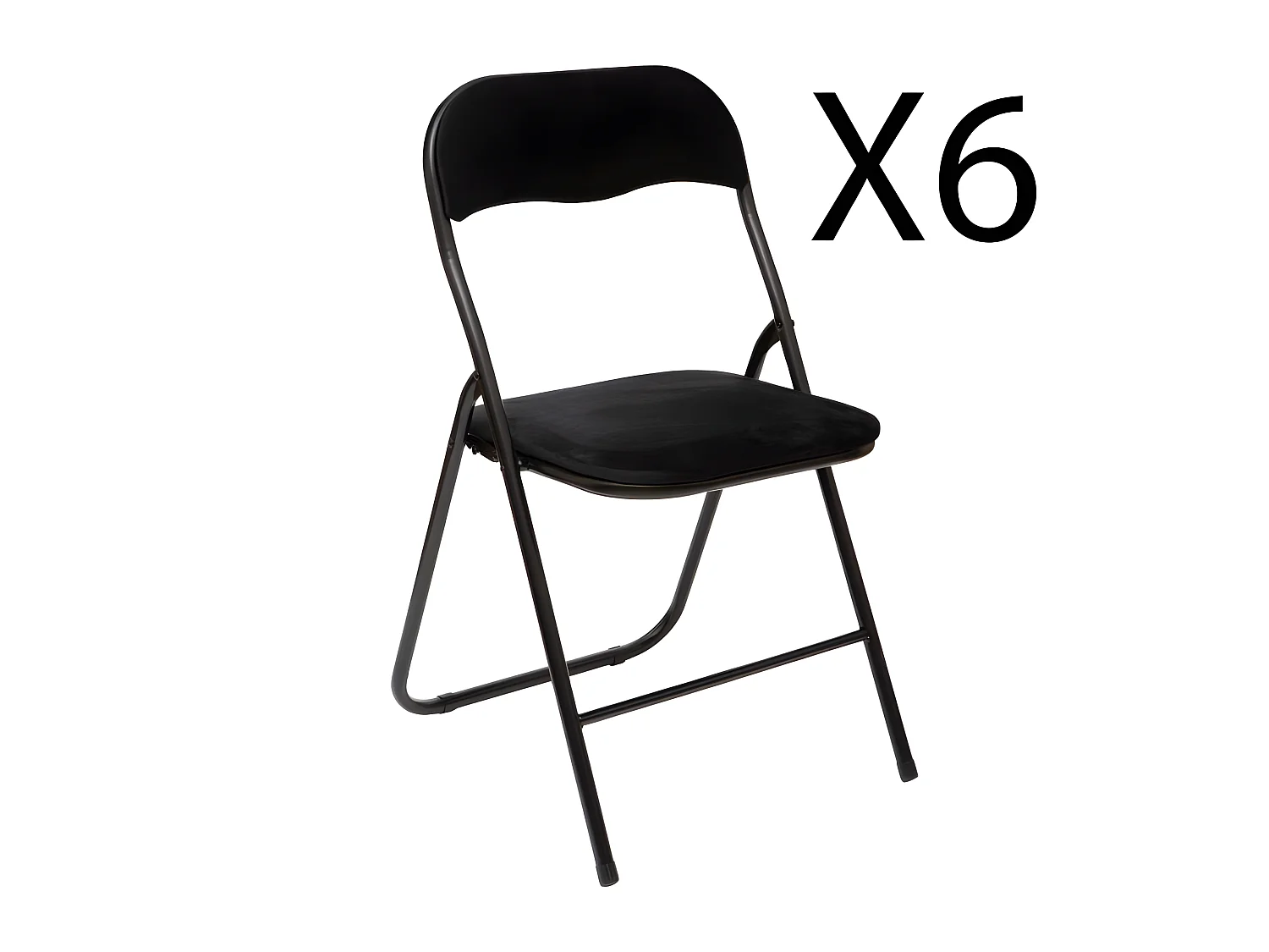 Lot de 6 chaises pliantes en velours et métal coloris noir - Longueur 44 x Profondeur 48 x Hauteur 79 cm