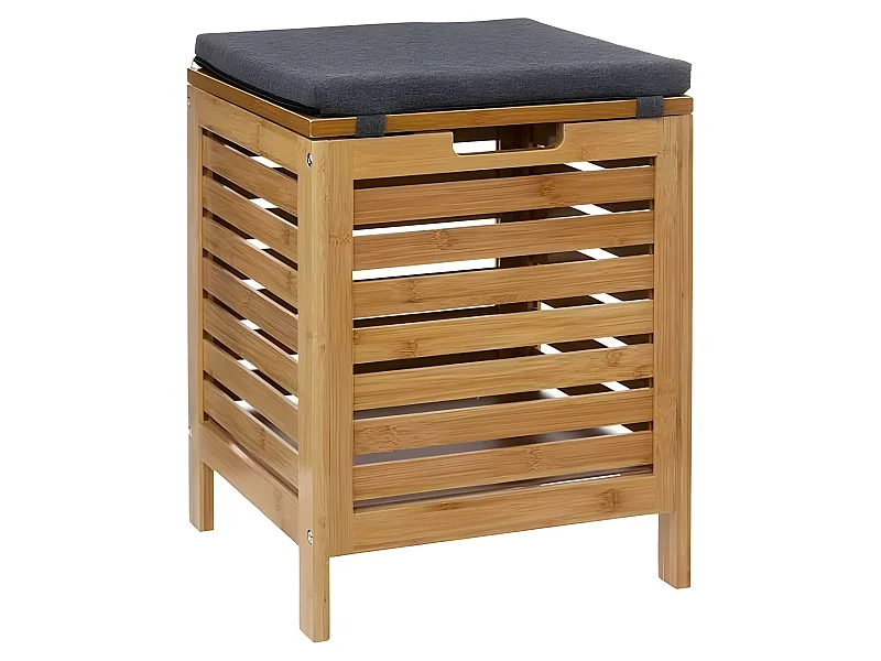 Banc de rangement, coffre de rangement en bois coloris naturel - longueur 35 x Profondeur 35 x Hauteur 49 cm