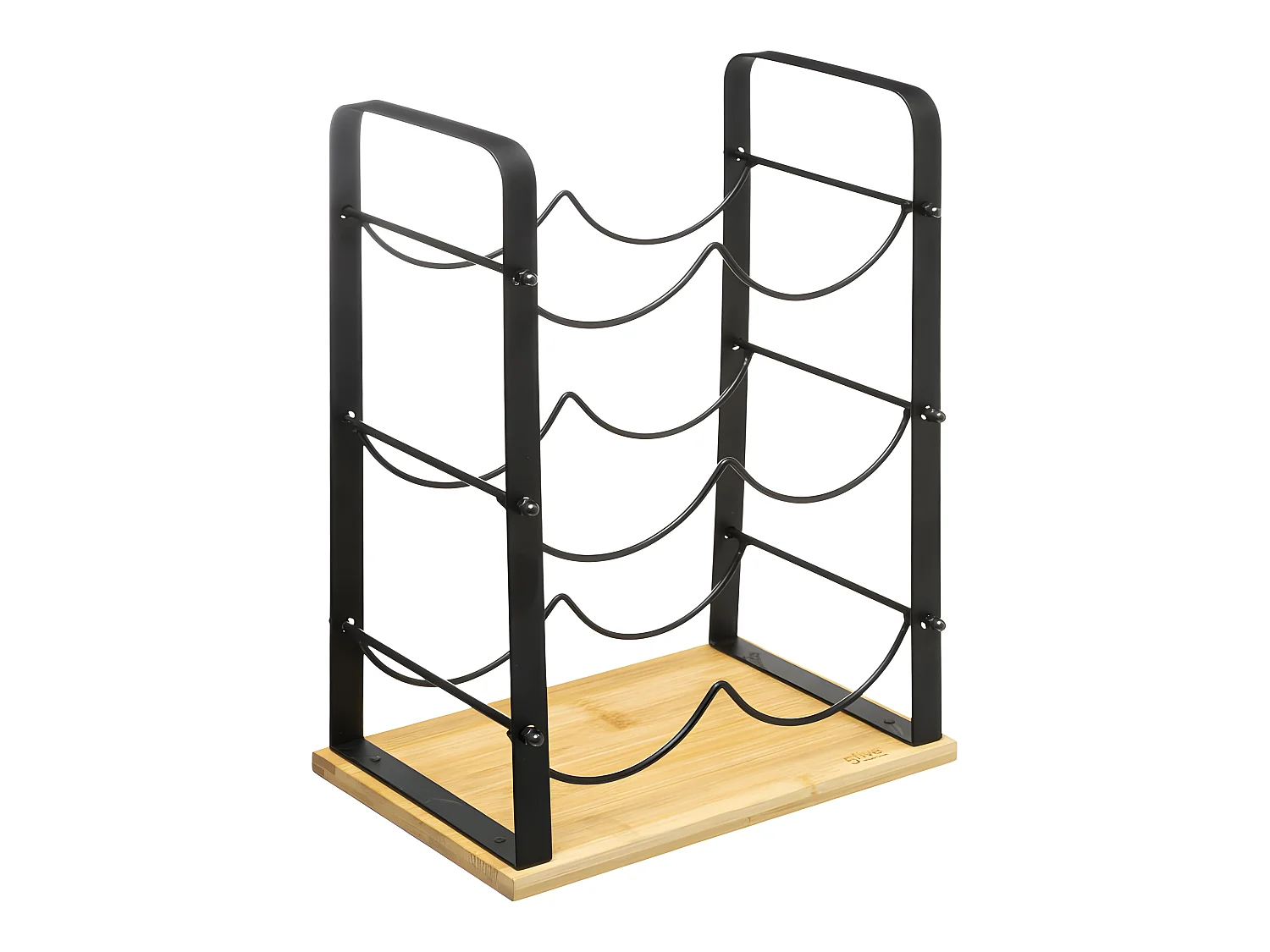 Rack à bouteilles en métal noir et bambou coloris naturel - Longueur 25,5 x Profondeur 17 x Hauteur 38 cm