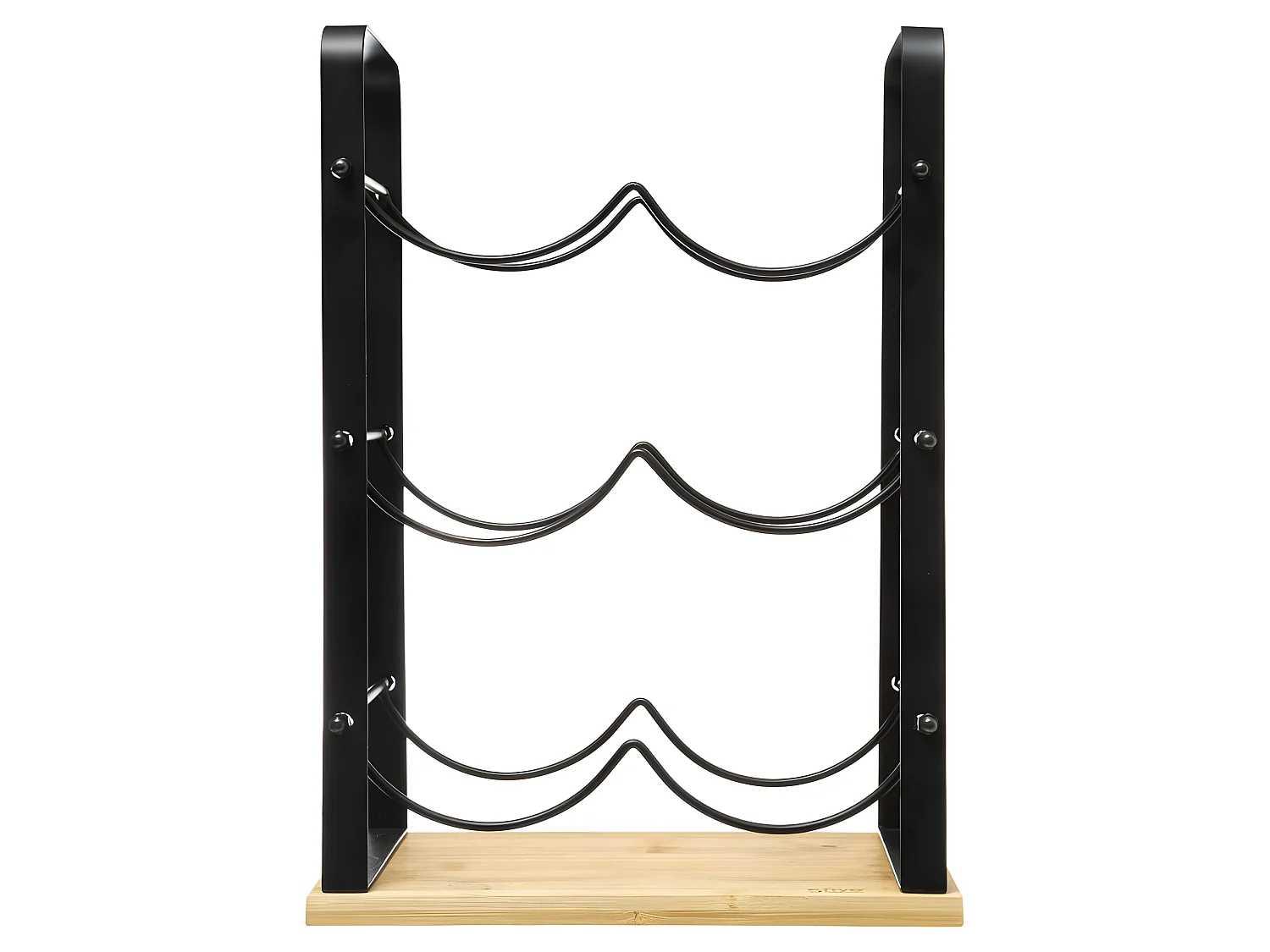 Rack à bouteilles en métal noir et bambou coloris naturel - Longueur 25,5 x Profondeur 17 x Hauteur 38 cm
