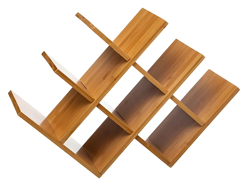 Range-bouteilles, étagère à bouteilles en bambou coloris naturel - Longueur 46,5 x Profondeur 16,5 x Hauteur 32 cm