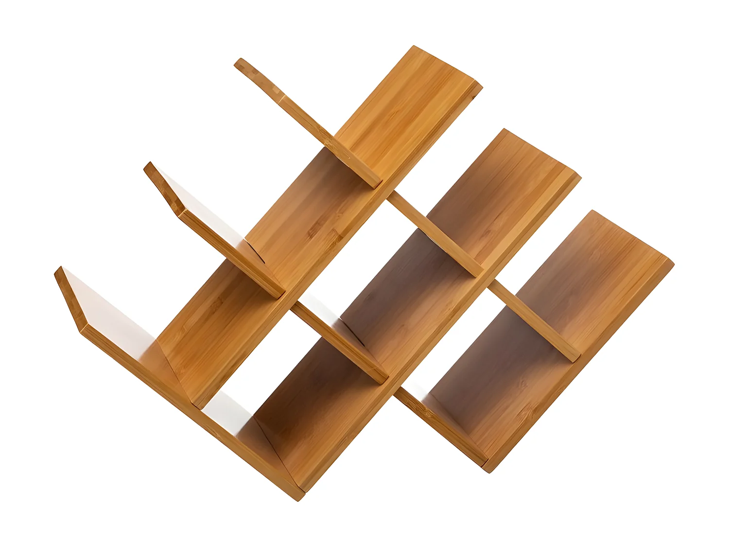 Range-bouteilles, étagère à bouteilles en bambou coloris naturel - Longueur 46,5 x Profondeur 16,5 x Hauteur 32 cm