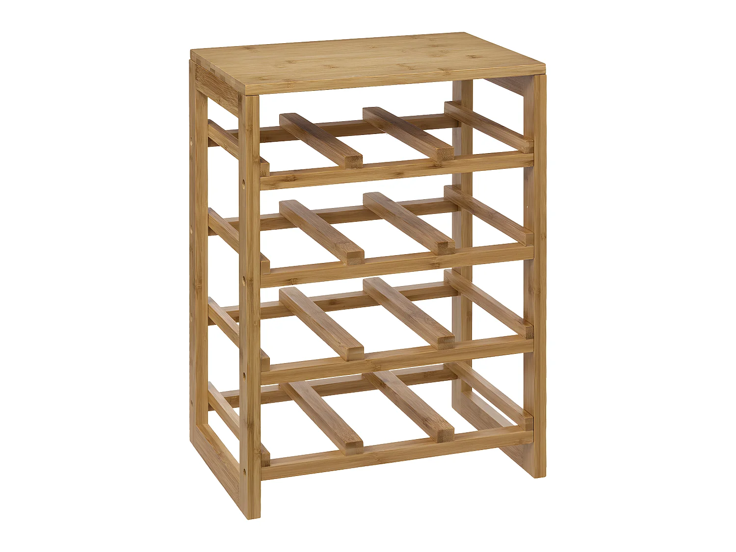 Range-bouteilles, étagère à bouteilles en bambou coloris naturel - Longueur 35 x Profondeur 24 x Hauteur 47 cm