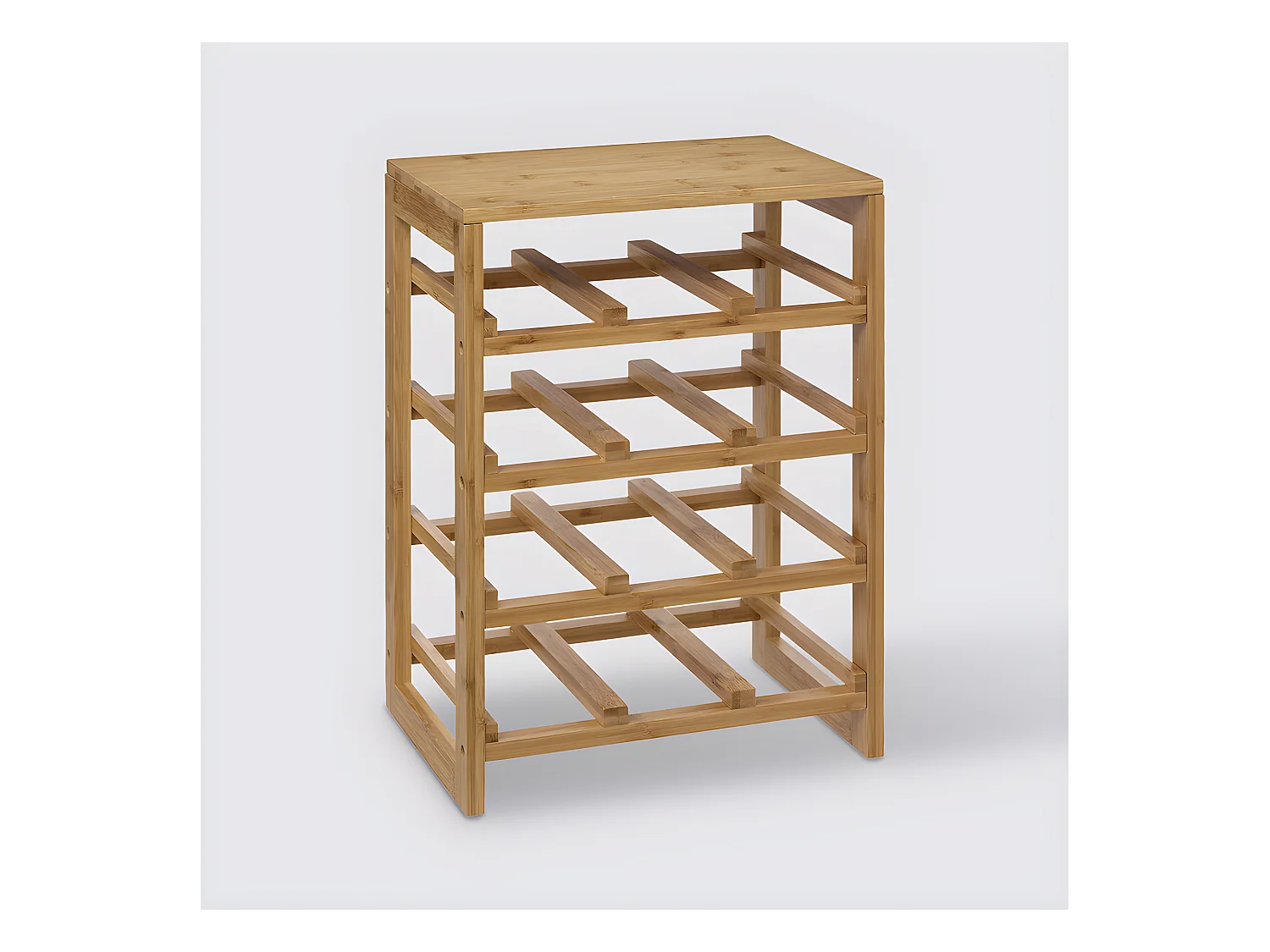 Range-bouteilles, étagère à bouteilles en bambou coloris naturel - Longueur 35 x Profondeur 24 x Hauteur 47 cm