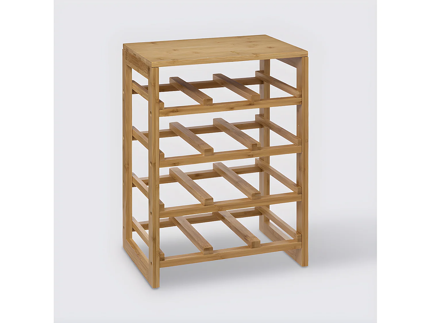 Range-bouteilles, étagère à bouteilles en bambou coloris naturel - Longueur 35 x Profondeur 24 x Hauteur 47 cm