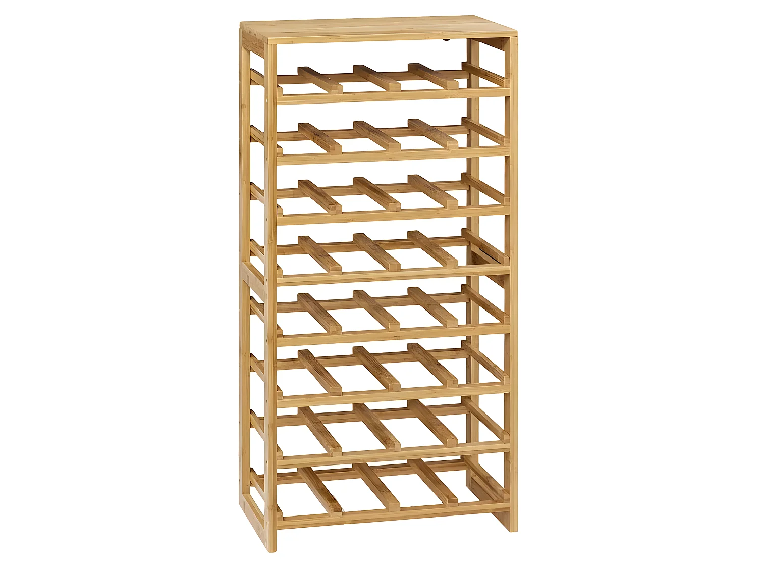 Range-bouteilles, étagère à bouteilles en bambou coloris naturel - Longueur 45 x Profondeur 24 x Hauteur 89 cm