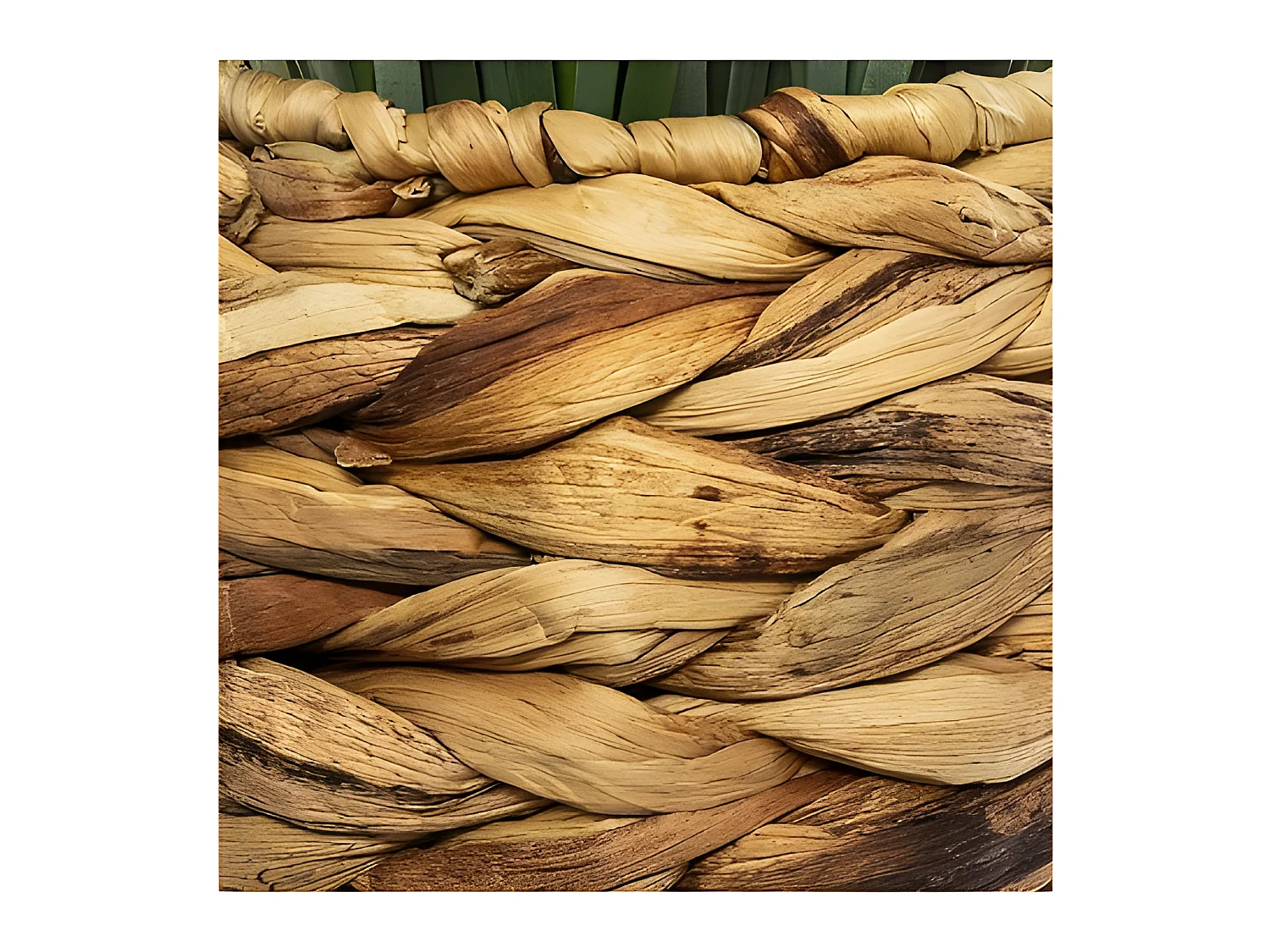 Lot de 2 plantes vertes artificielles avec pot tressé en jacinthe - Diamètre 50 x Hauteur 48,5 cm