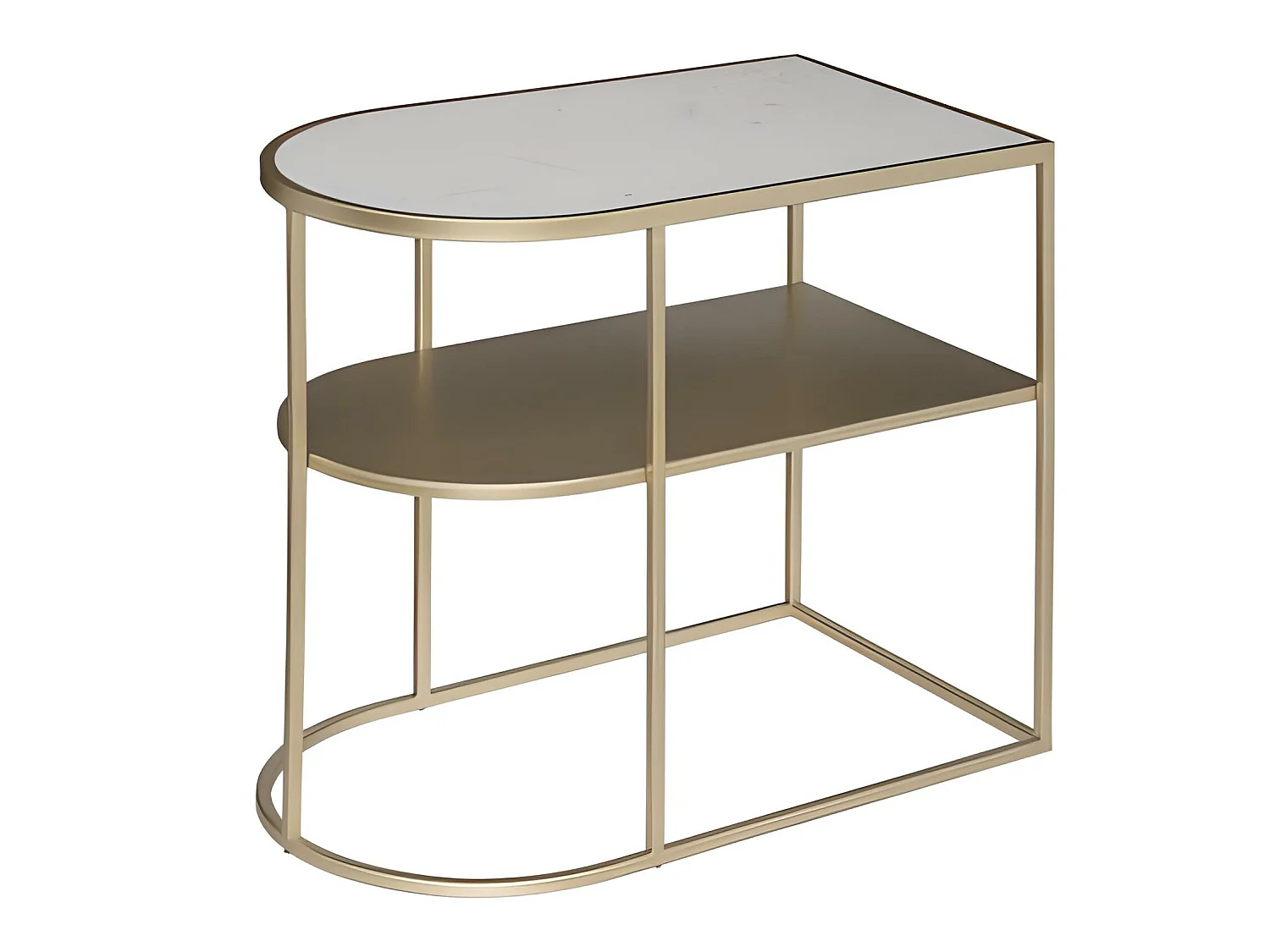 Table basse en marbre et fer coloris doré - longueur 52 x Profondeur 31 x Hauteur 45 cm