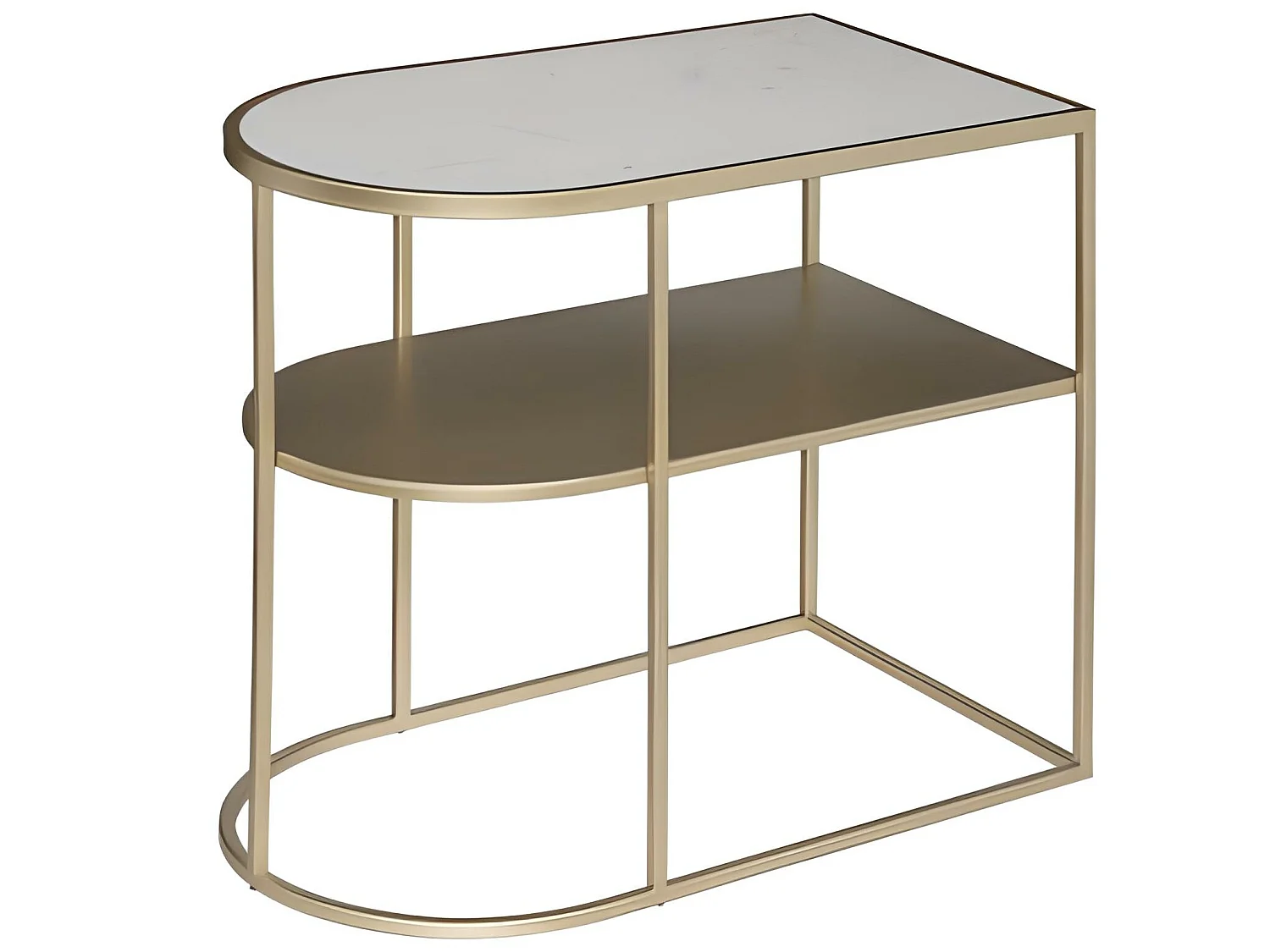 Table basse en marbre et fer coloris doré - longueur 52 x Profondeur 31 x Hauteur 45 cm