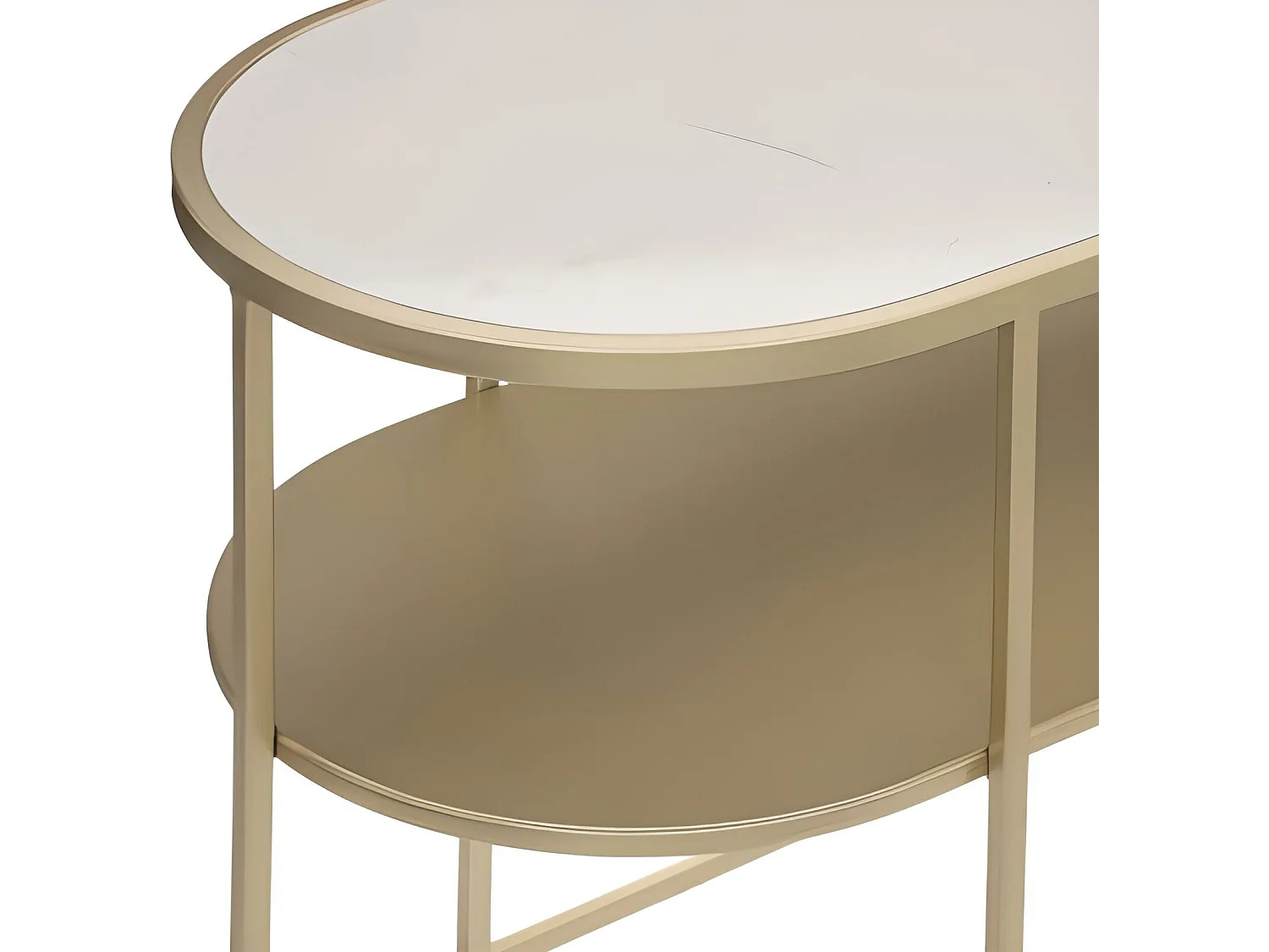 Table basse en marbre et fer coloris doré - longueur 52 x Profondeur 31 x Hauteur 45 cm
