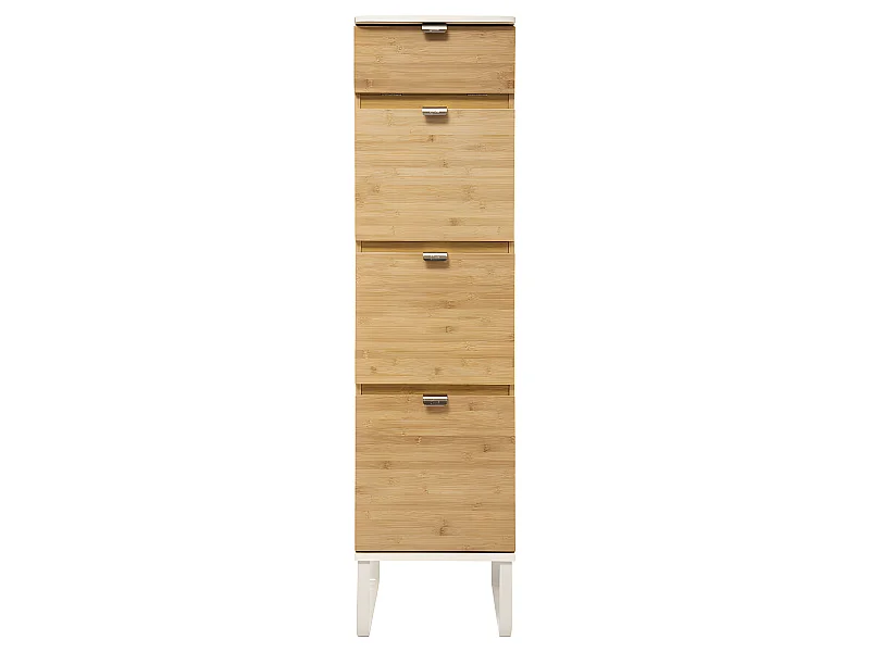 Chiffonnier avec 3 tiroirs coloris naturel et blanc - longueur 33 x Profondeur 33 x Hauteur 130,5 cm