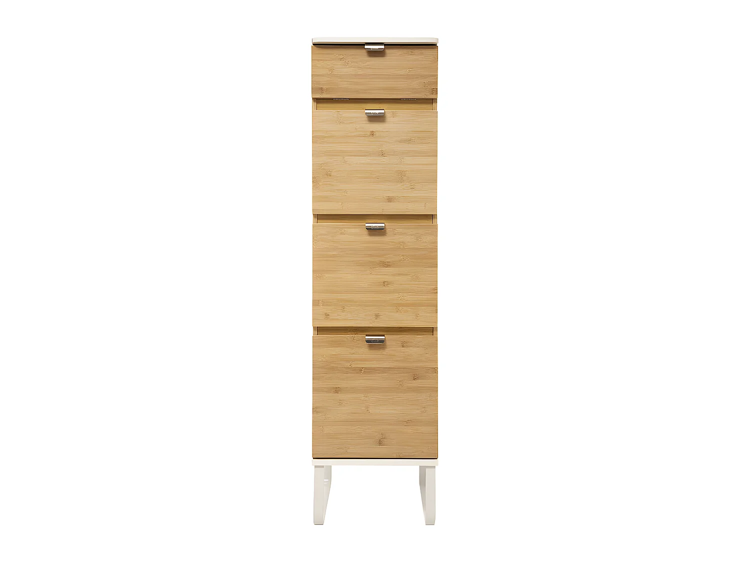 Chiffonnier avec 3 tiroirs coloris naturel et blanc - longueur 33 x Profondeur 33 x Hauteur 130,5 cm